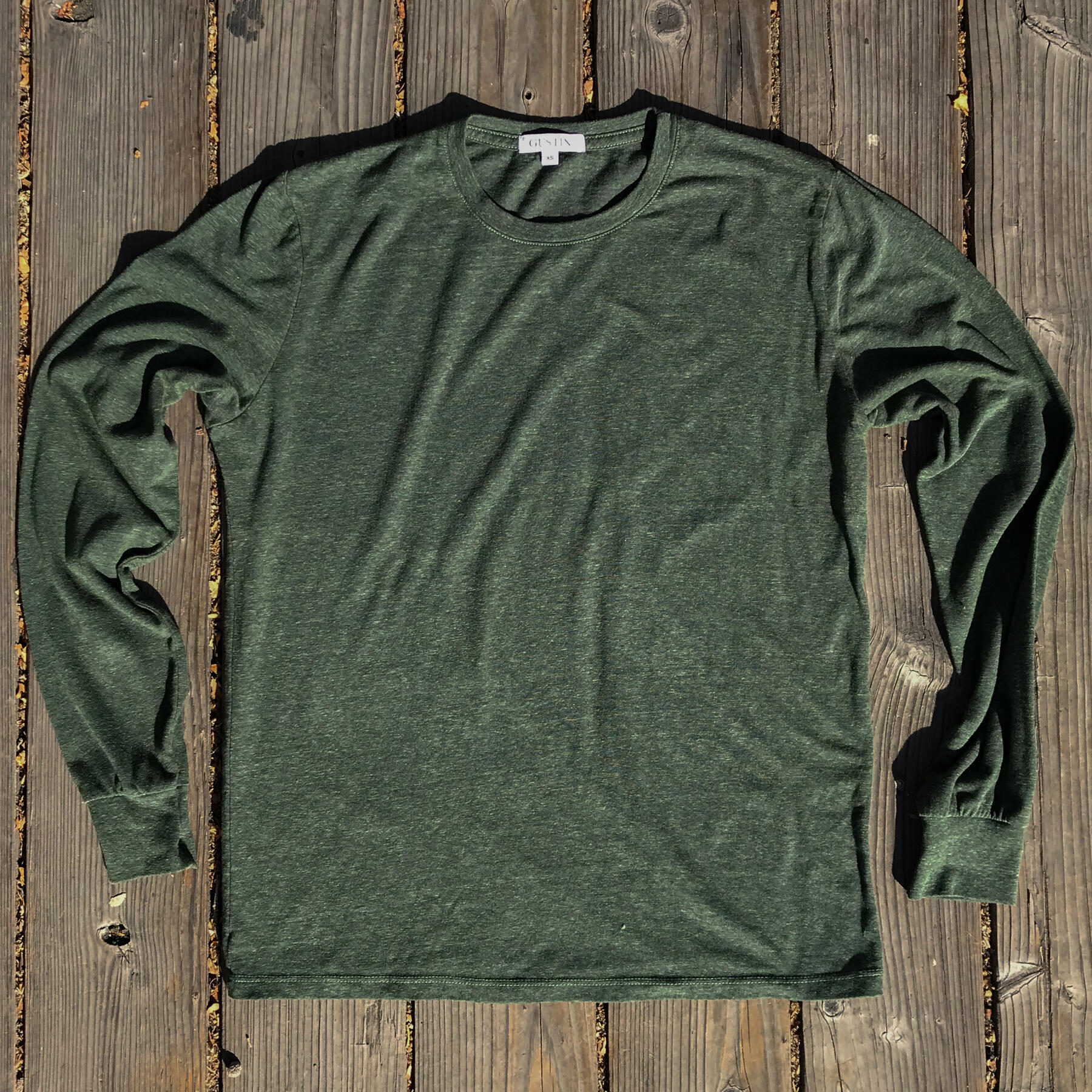 gustin usa heather long sleeve t-shirt 2pk (gunmetal, cypress)