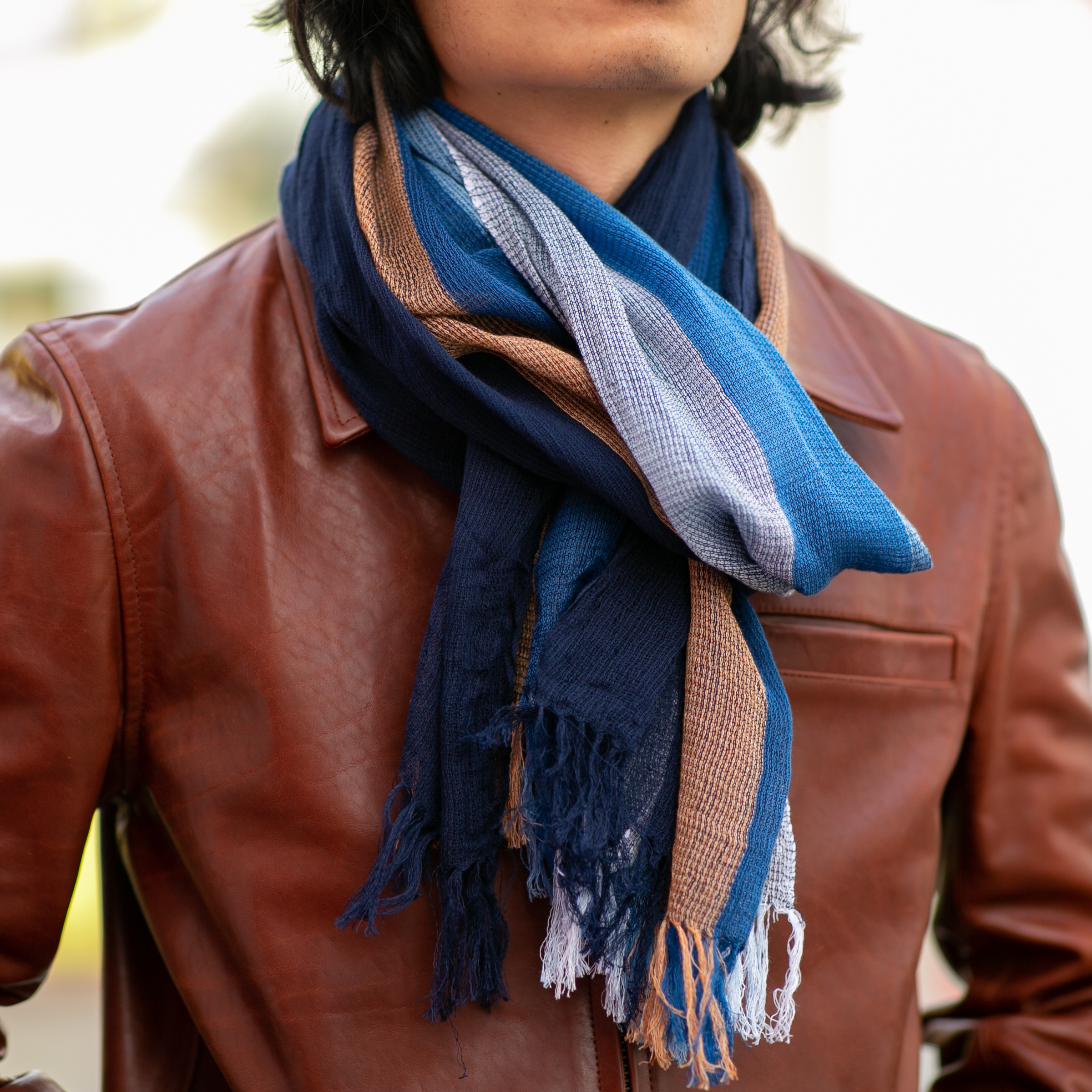 Japan Persimmon x Natural Indigo Selvedge Scarf | Scarves