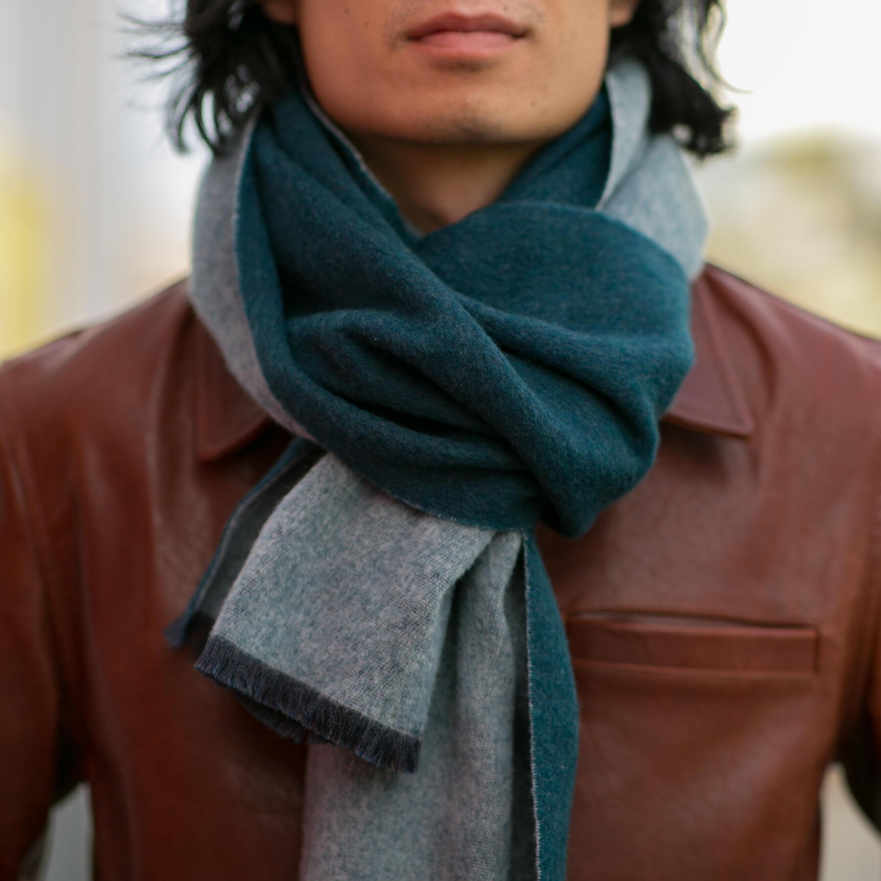 gustin japan two-tone wool scarf - sea blue