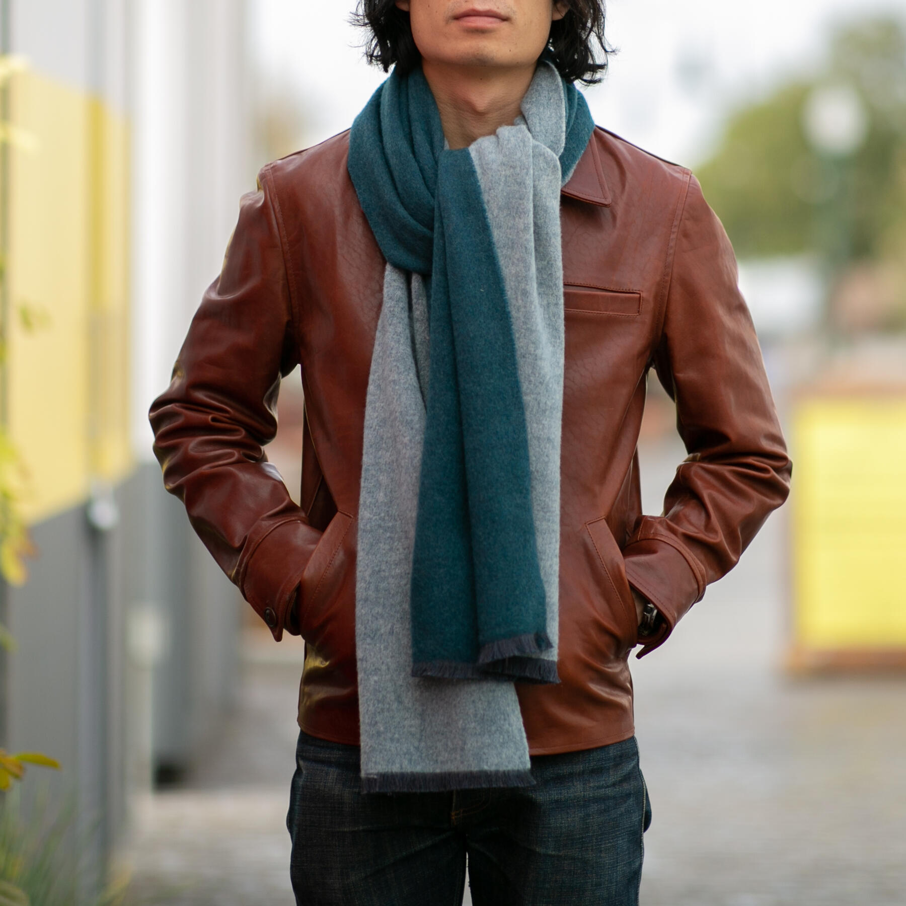 gustin japan two-tone wool scarf - sea blue