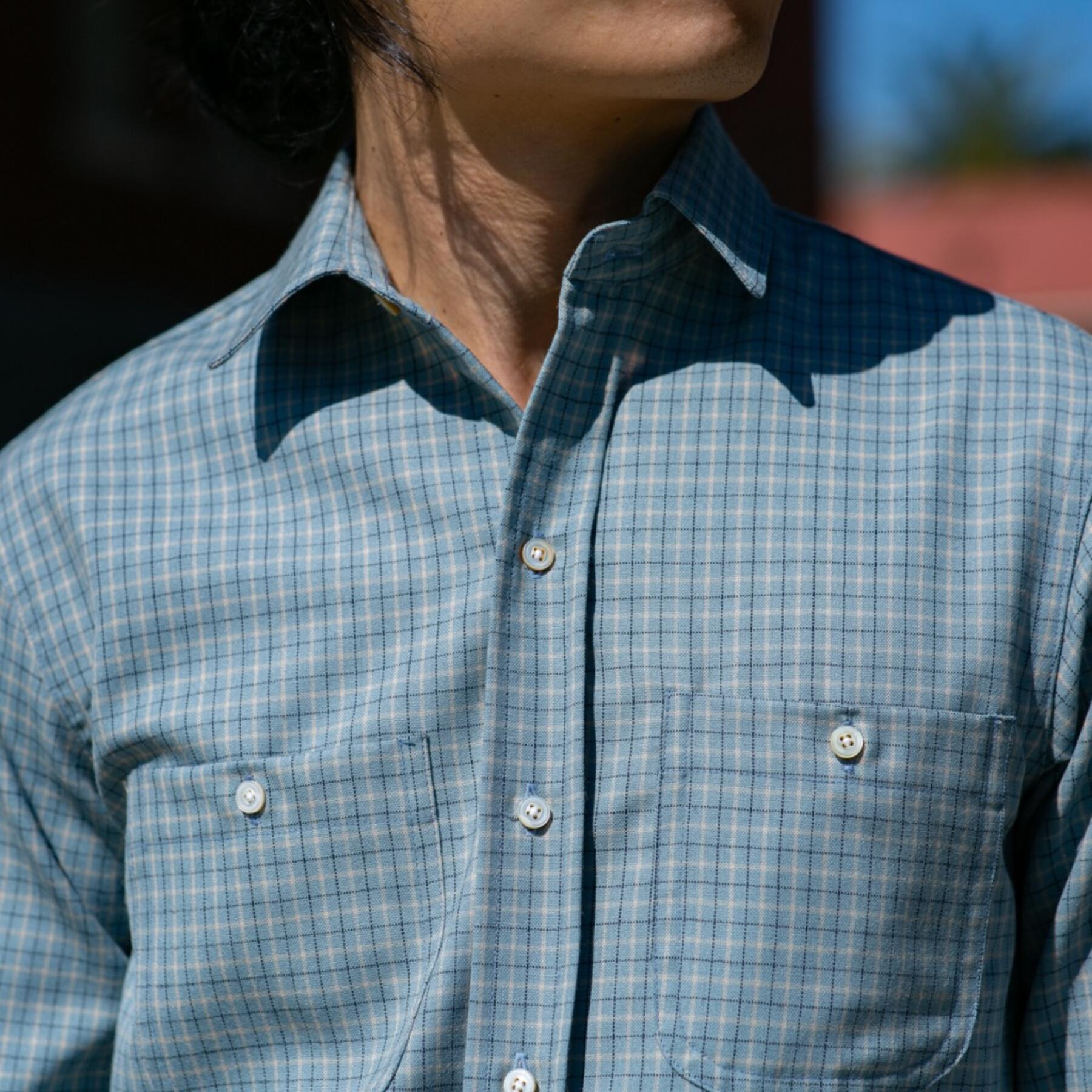 gustin #614 merino wool - blue tattersall