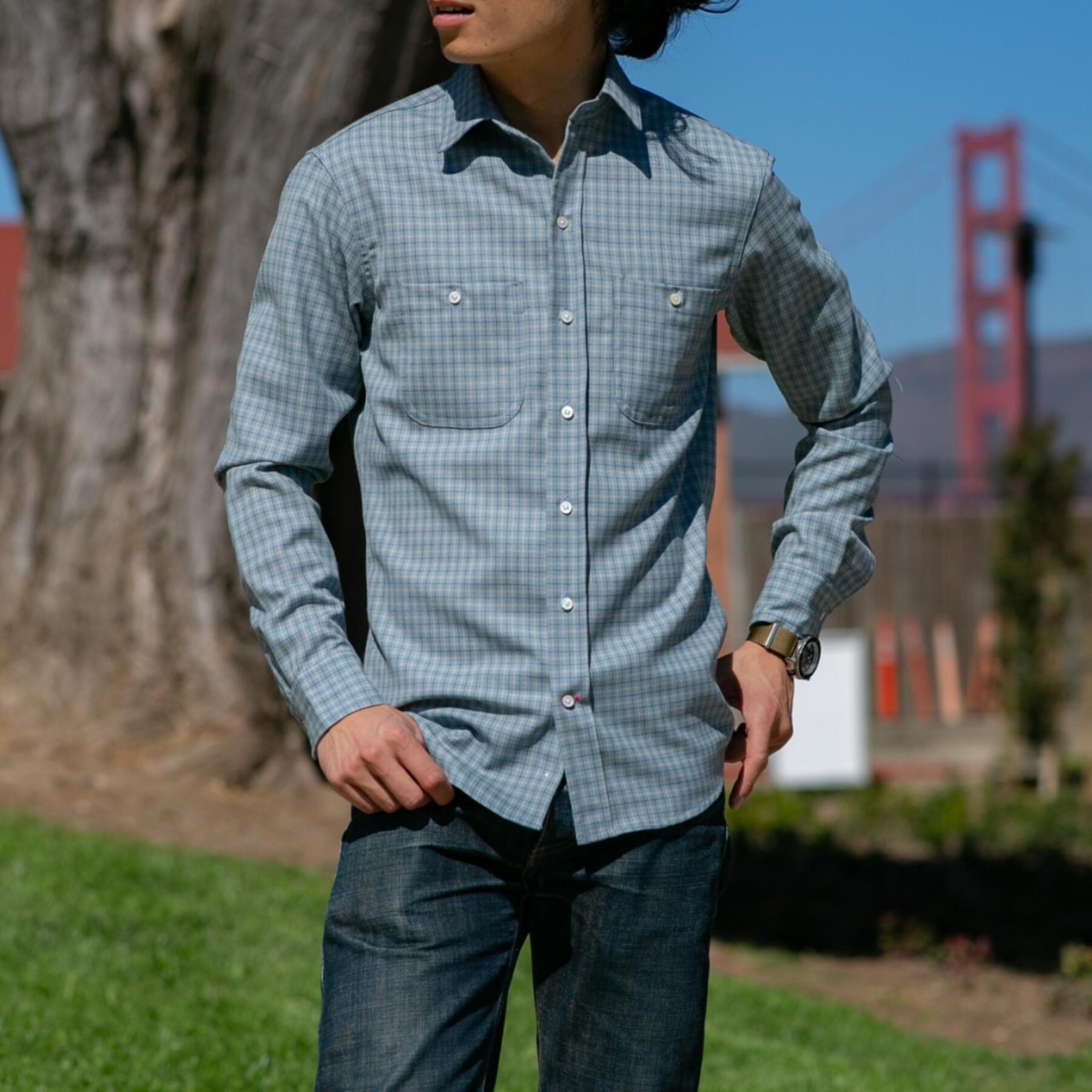 gustin #614 merino wool - blue tattersall