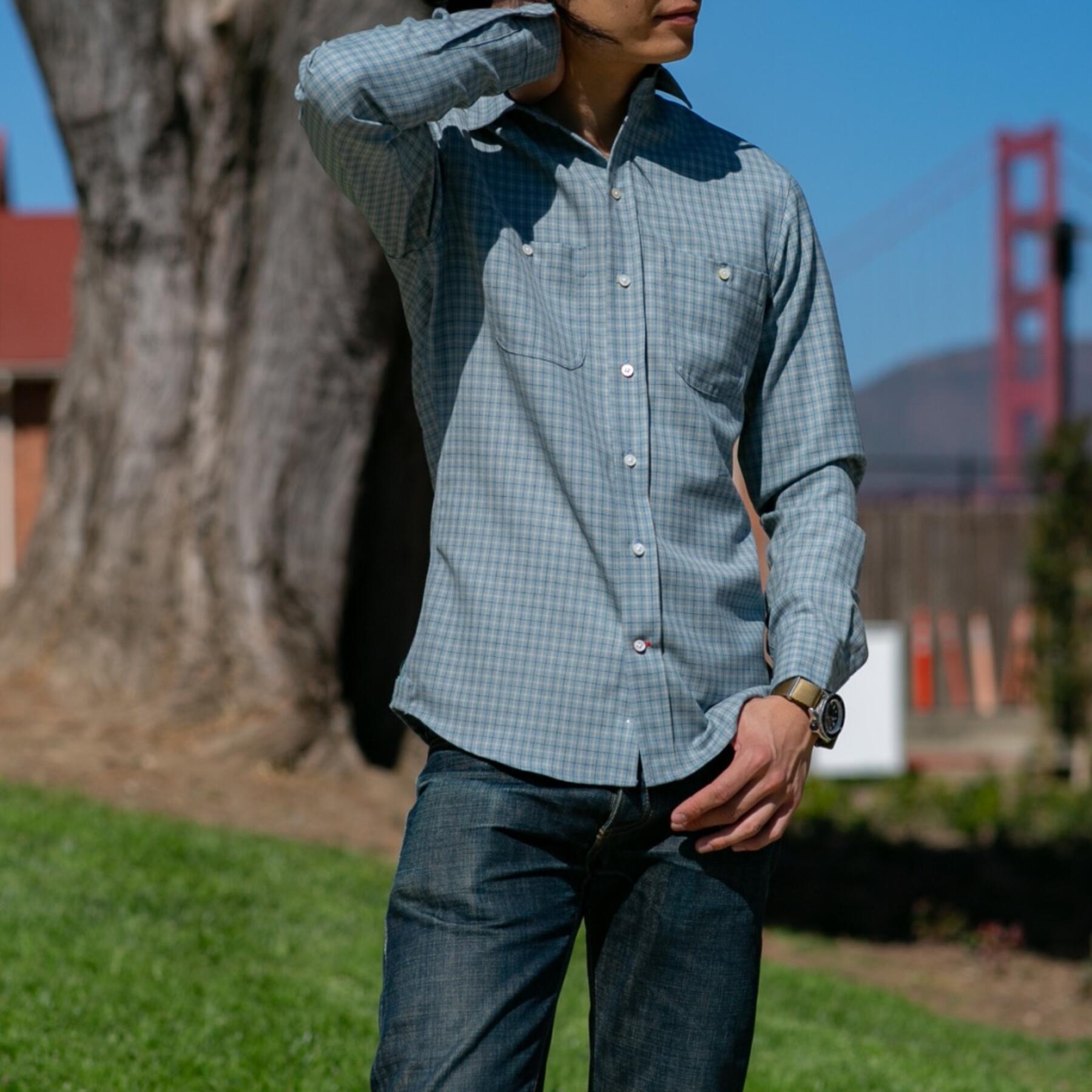 gustin #614 merino wool - blue tattersall