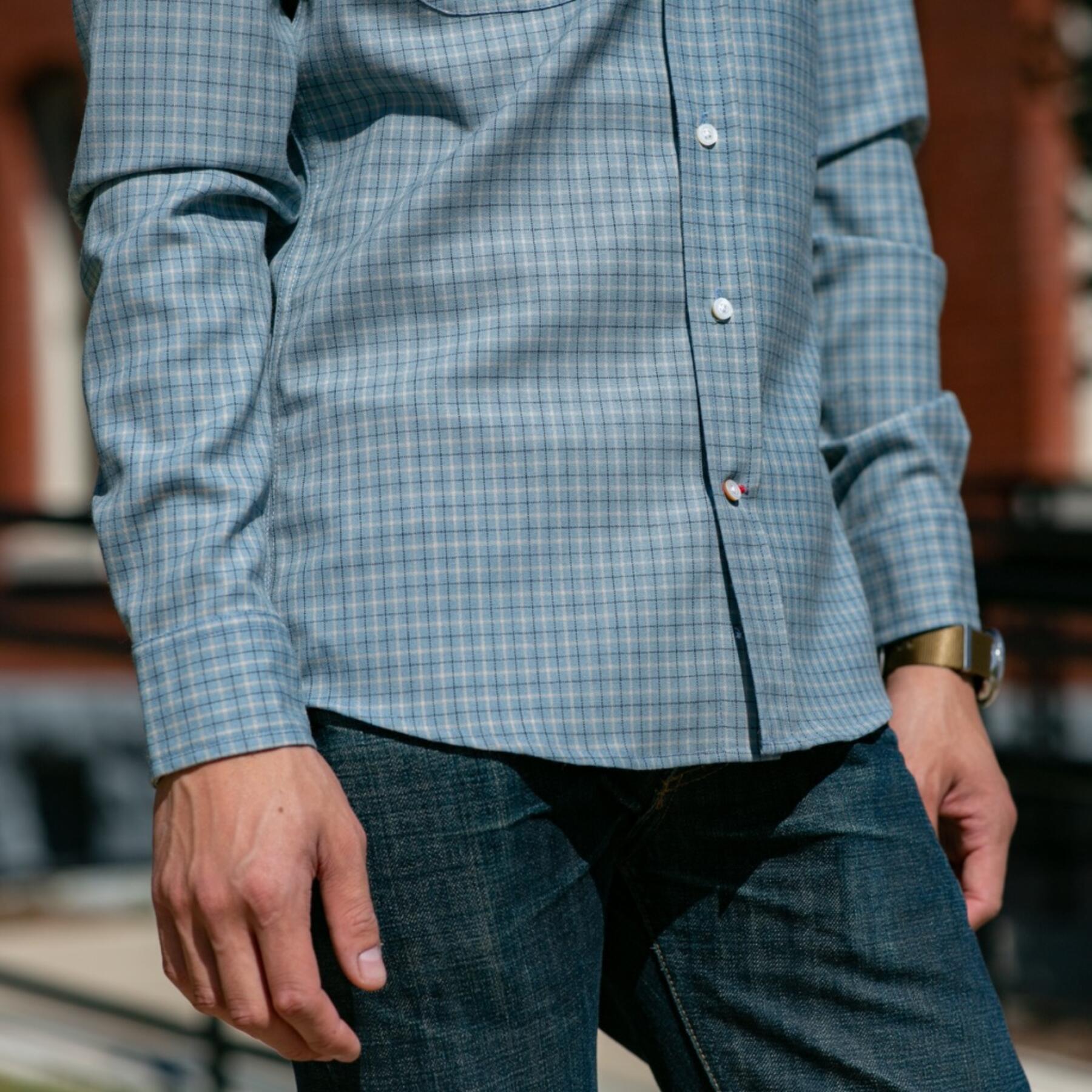 gustin #614 merino wool - blue tattersall