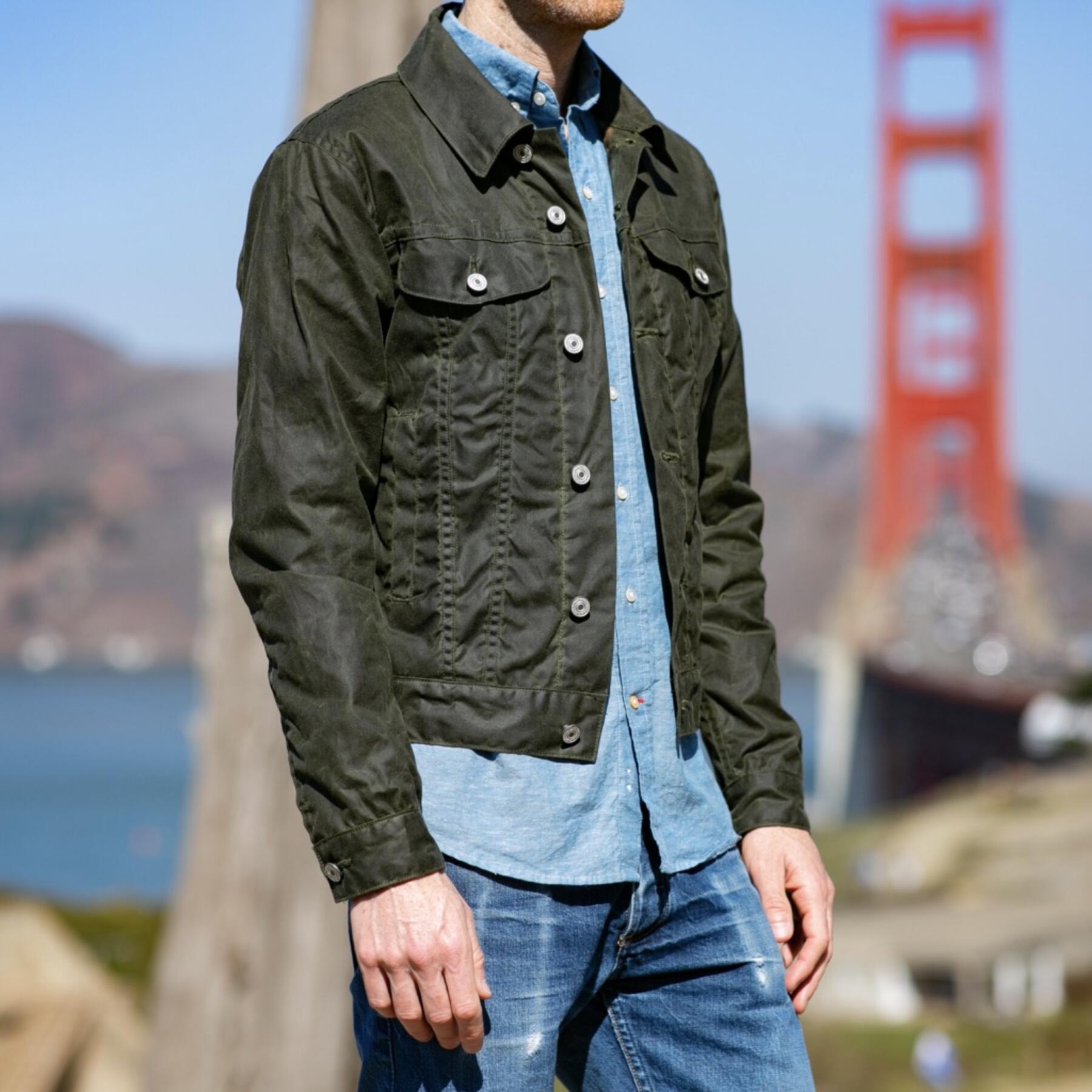 gustin olive waxed lined trucker