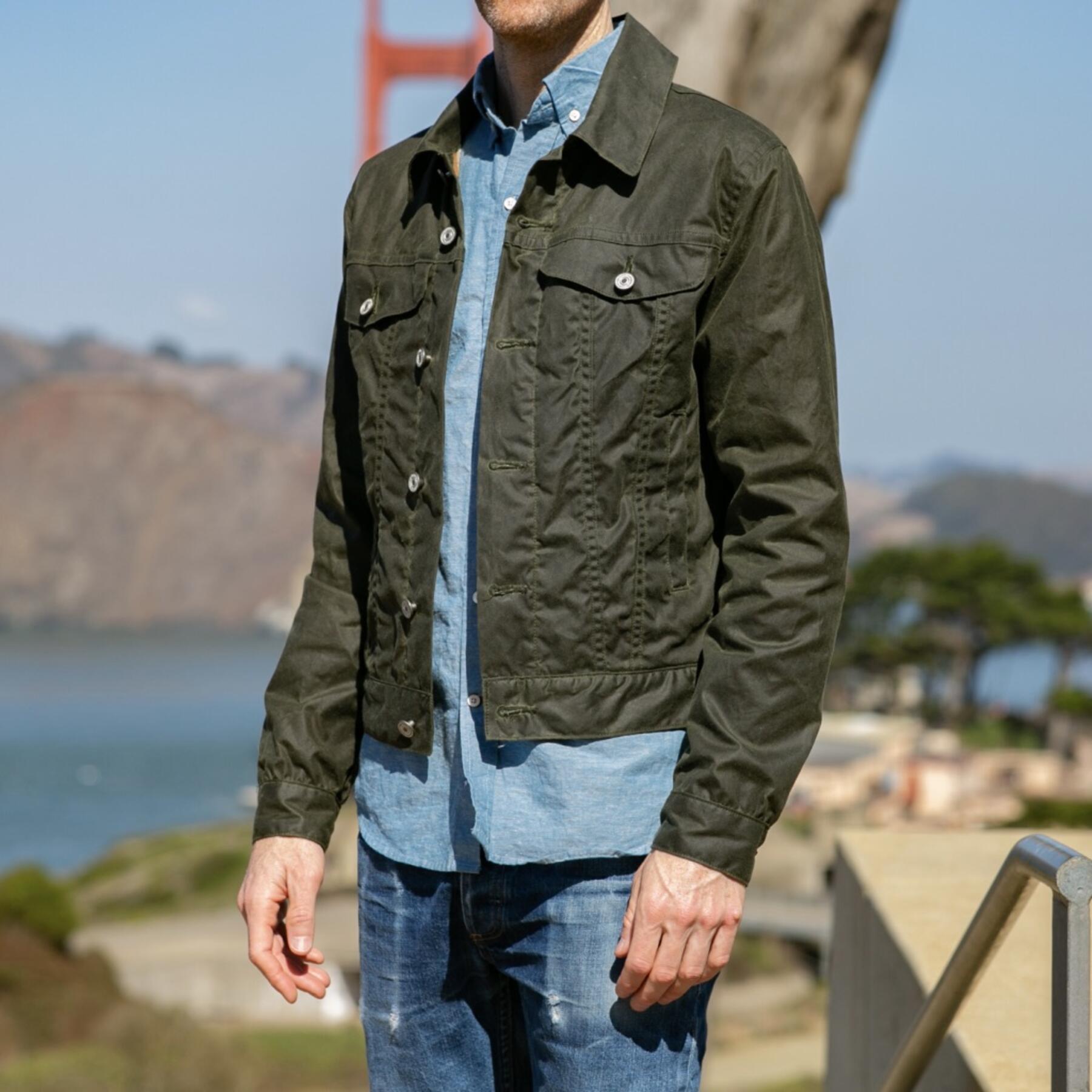 gustin olive waxed lined trucker