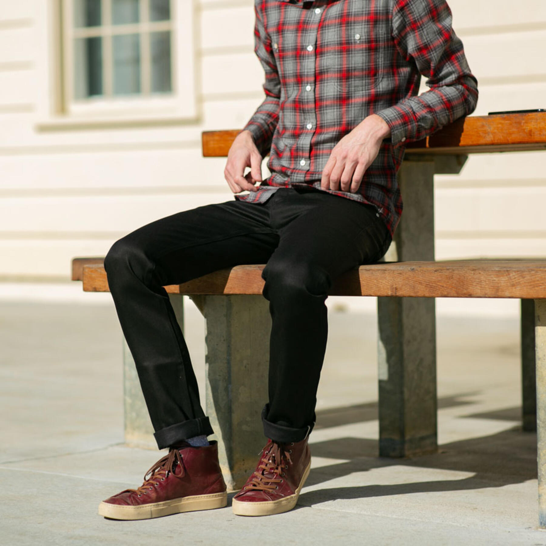 gustin #374 japan supima® selvedge - black x coal
