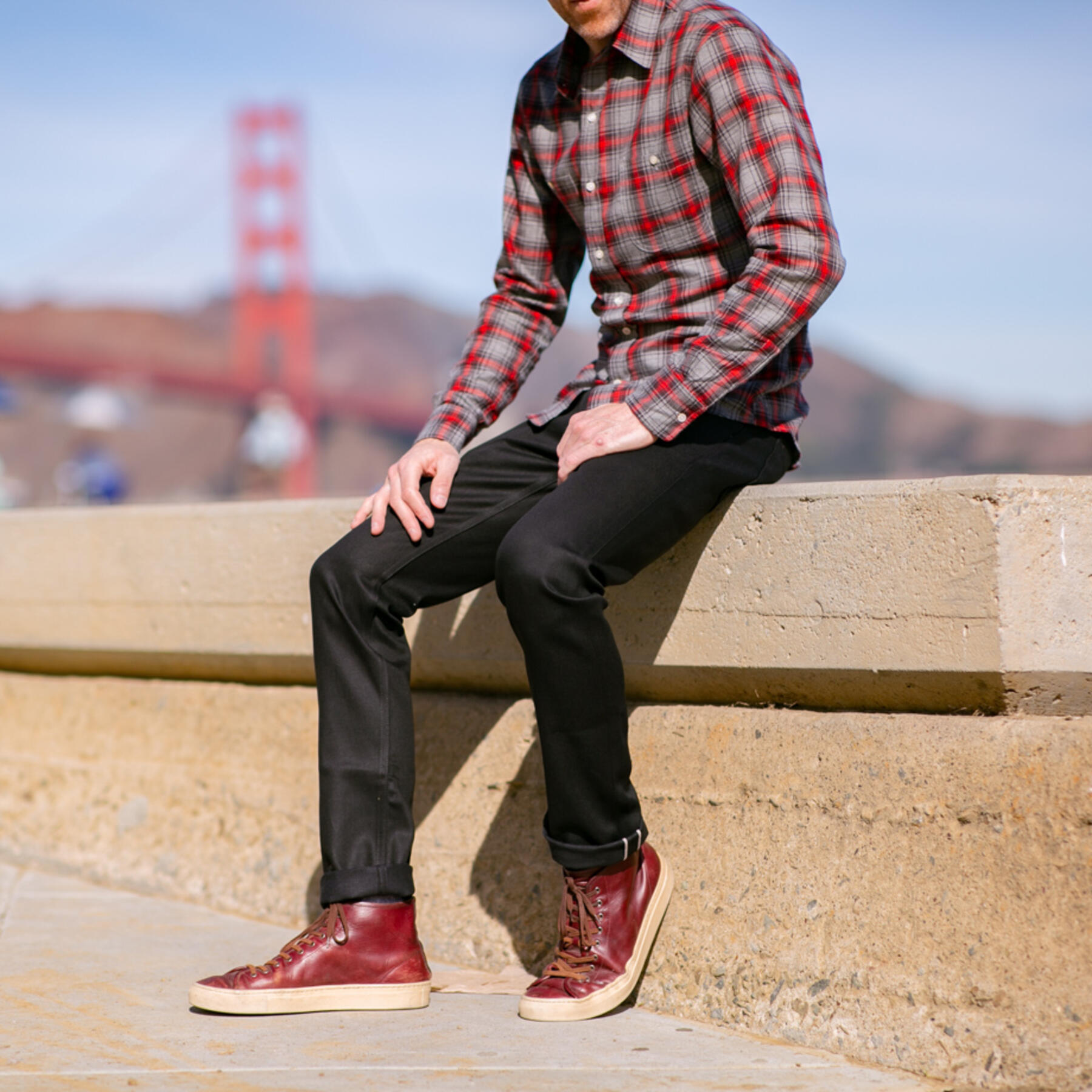gustin #374 japan supima® selvedge - black x coal