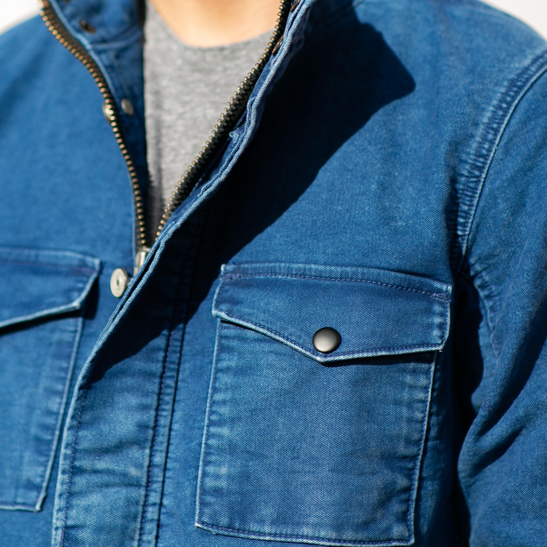 gustin field jacket - indigo dyed moleskin - pumice wash
