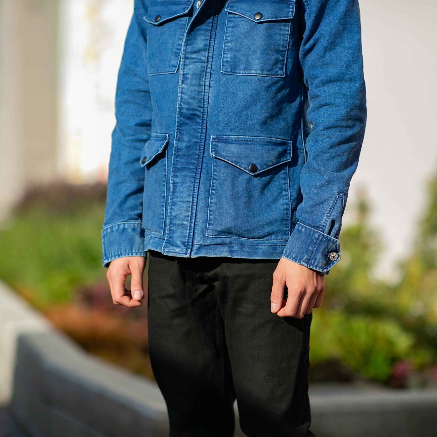 gustin field jacket - indigo dyed moleskin - pumice wash