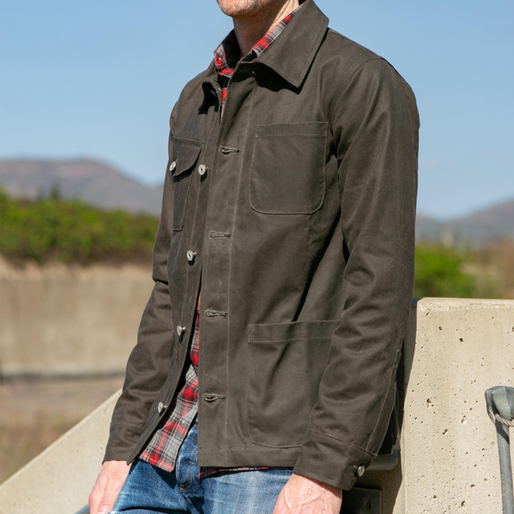 gustin chore coat - oak waxed canvas