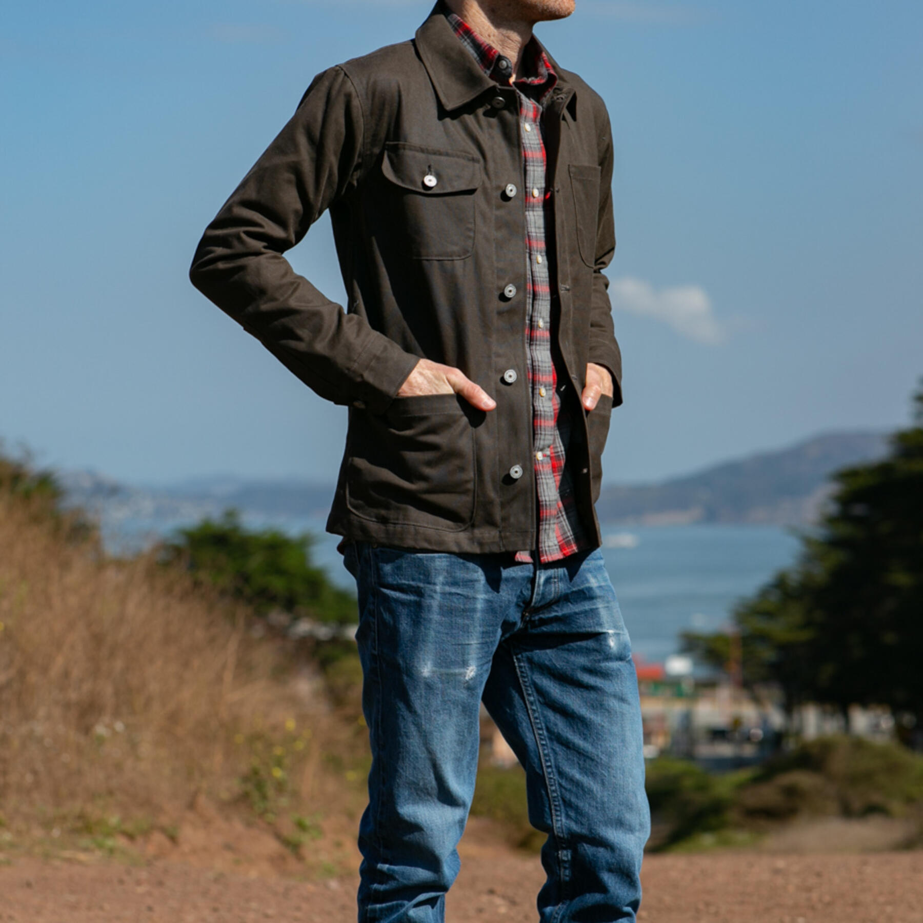 gustin chore coat - oak waxed canvas
