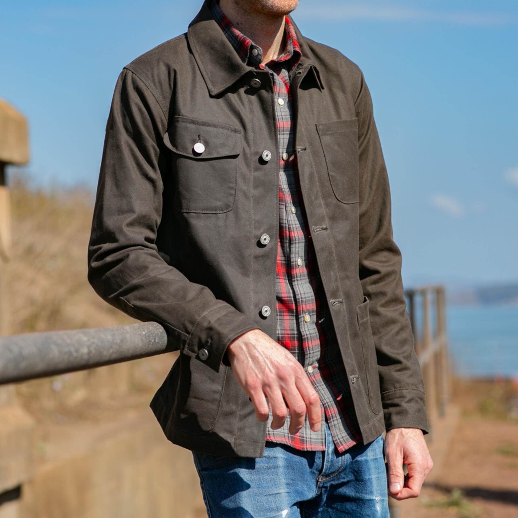 gustin chore coat - oak waxed canvas