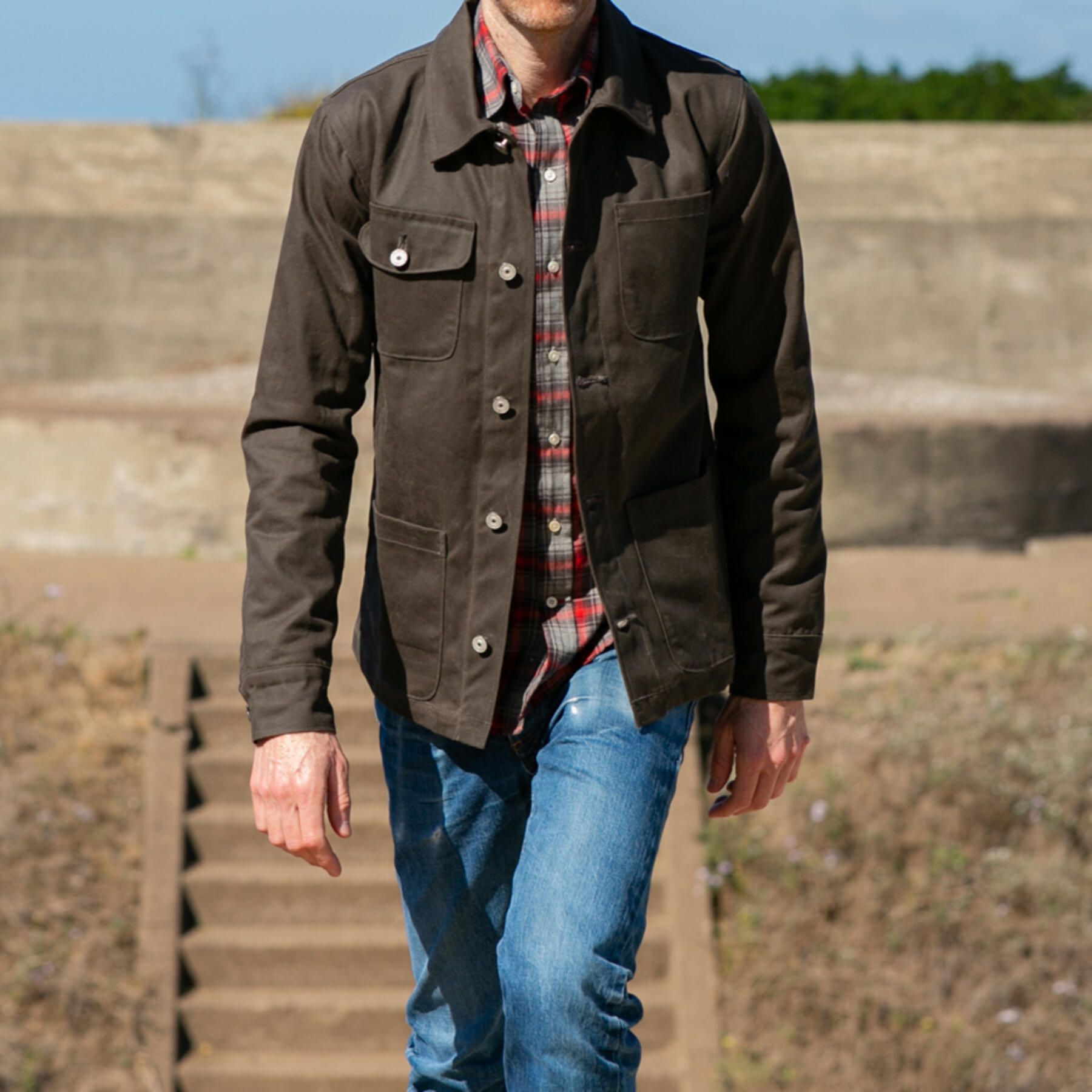 gustin chore coat - oak waxed canvas