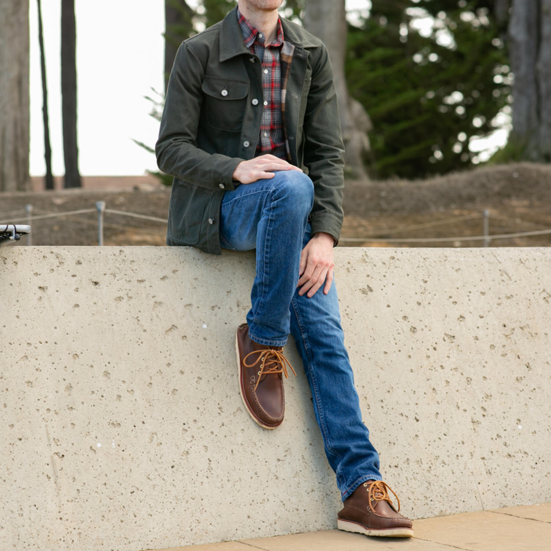 gustin chore coat - olive waxed canvas