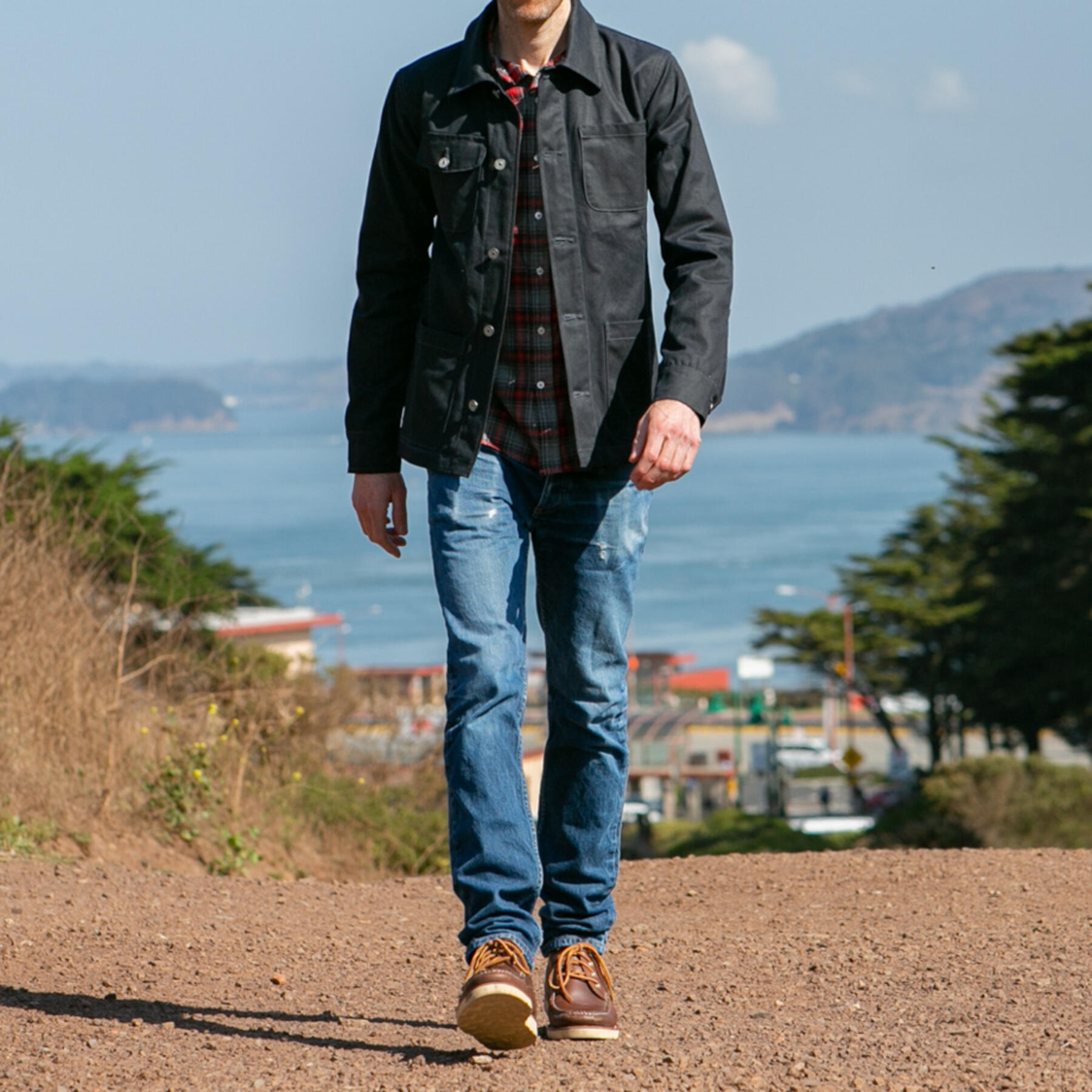 gustin chore coat - navy waxed canvas