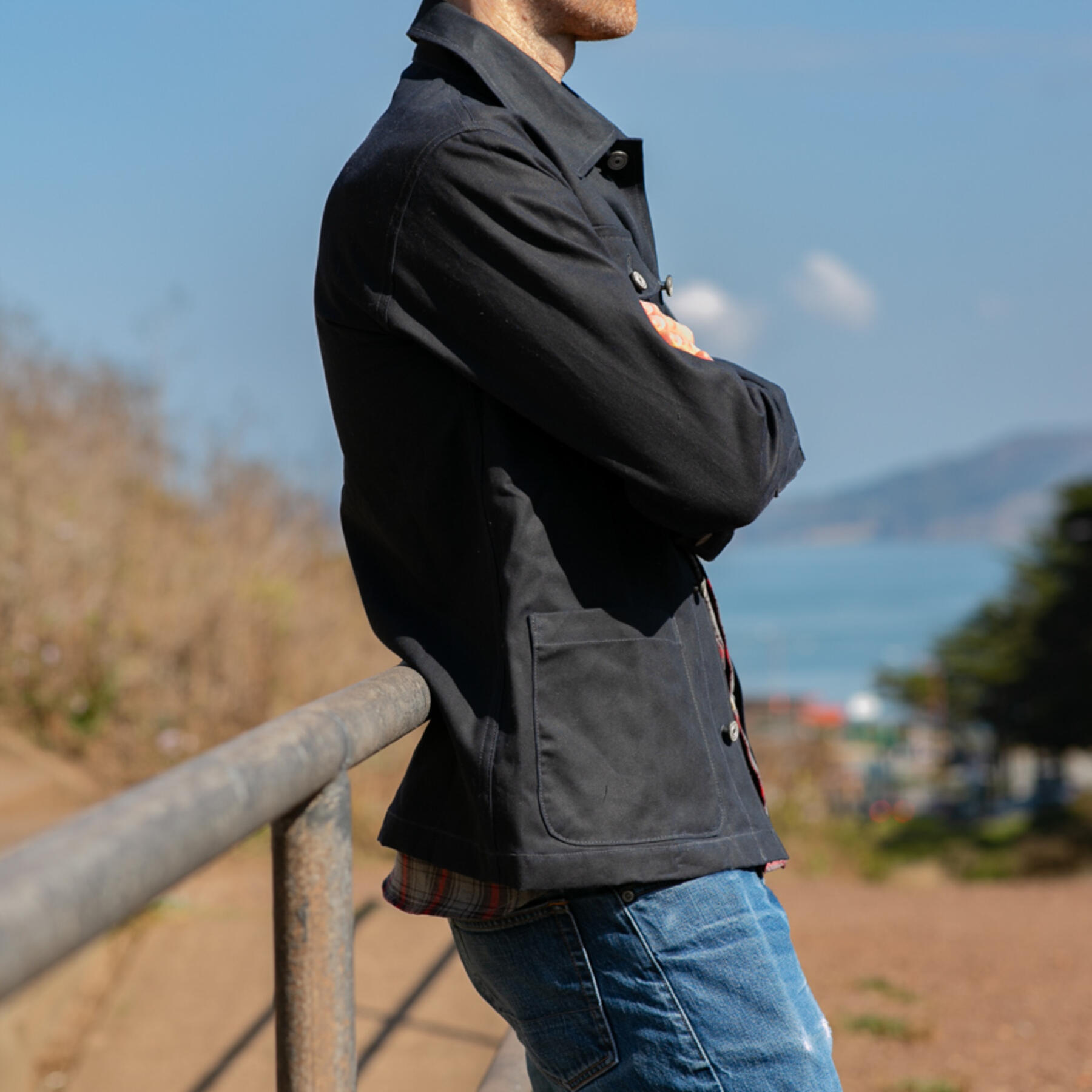 gustin chore coat - navy waxed canvas
