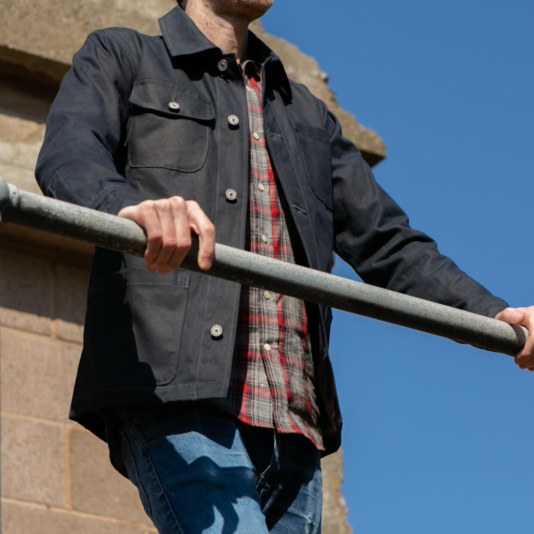 gustin chore coat - navy waxed canvas