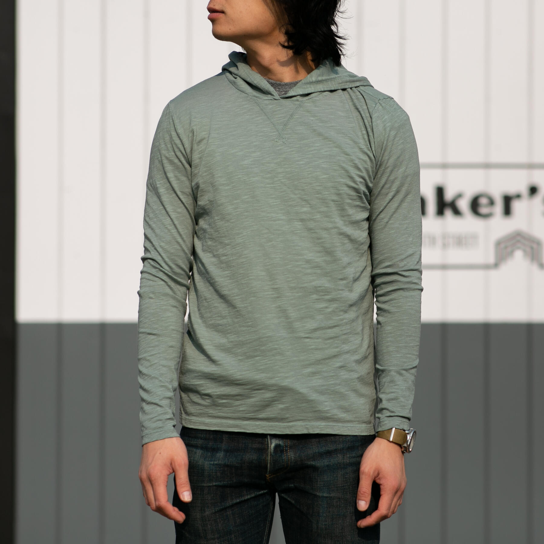 gustin superlight slub hoodie - eucalyptus