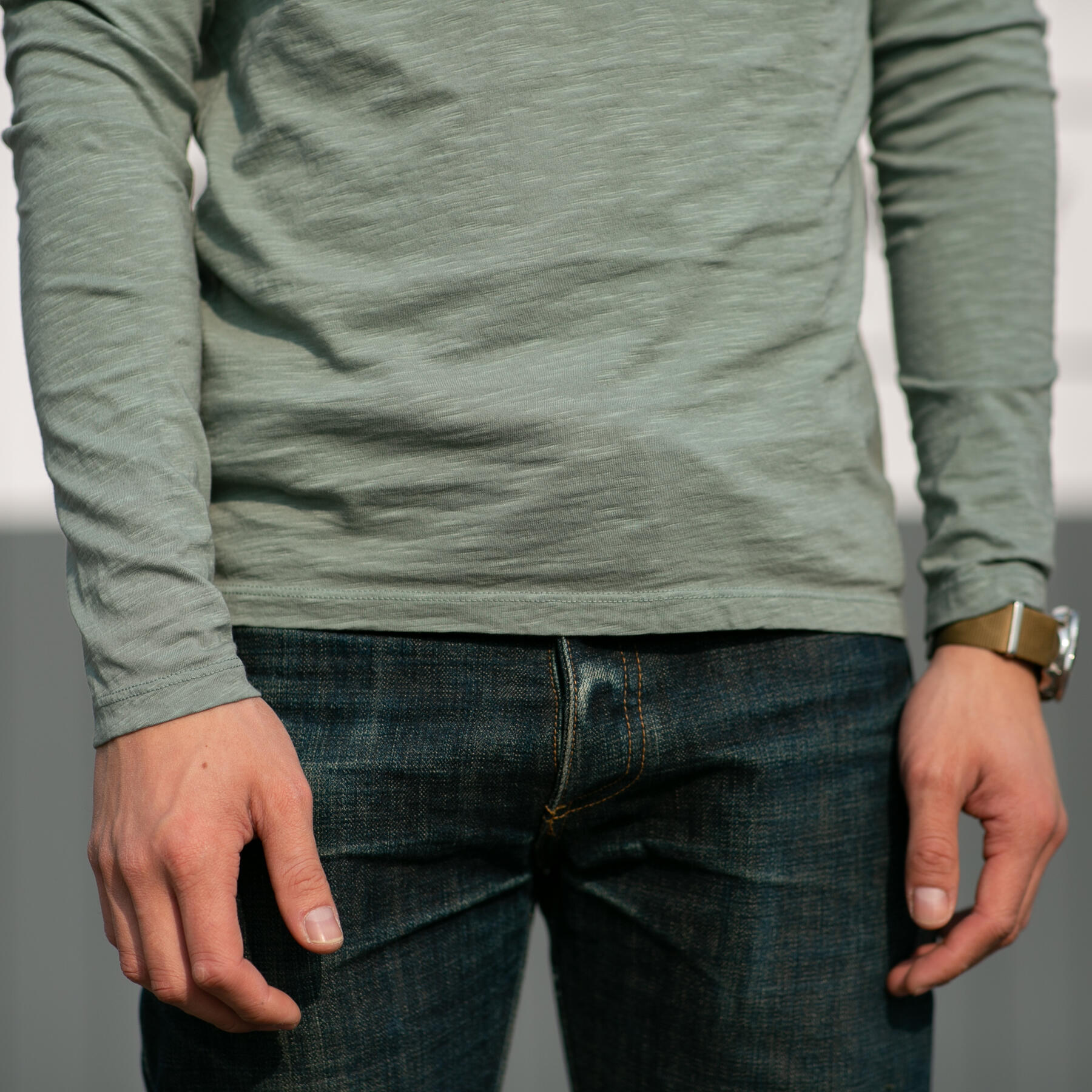 gustin superlight slub hoodie - eucalyptus