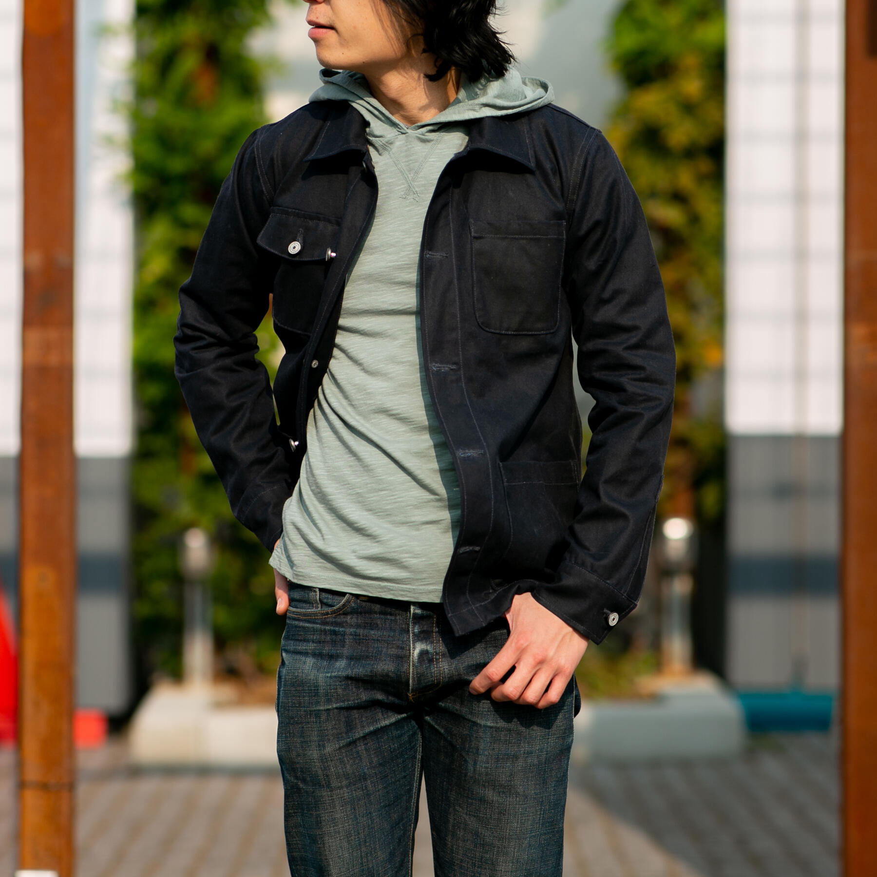 gustin superlight slub hoodie - eucalyptus