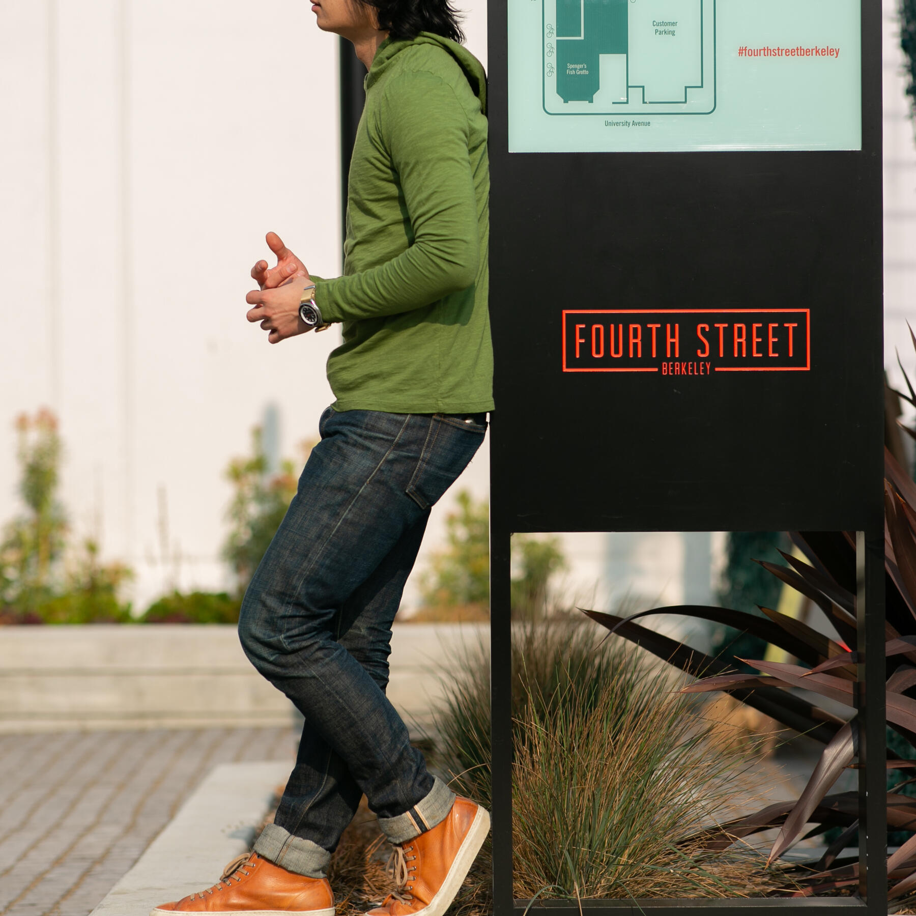 gustin superlight slub hoodie - moss