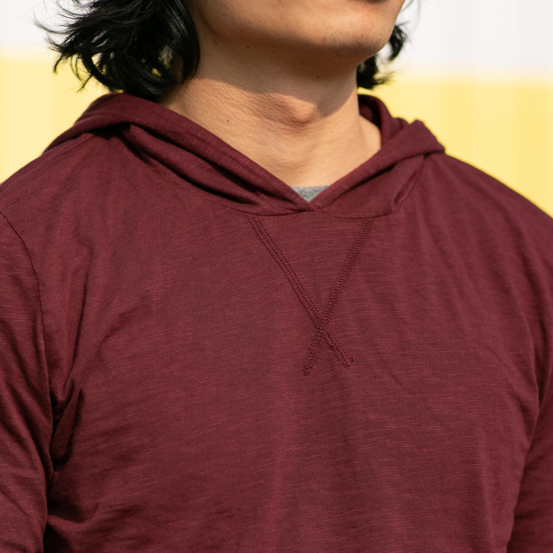 gustin superlight slub hoodie - wine