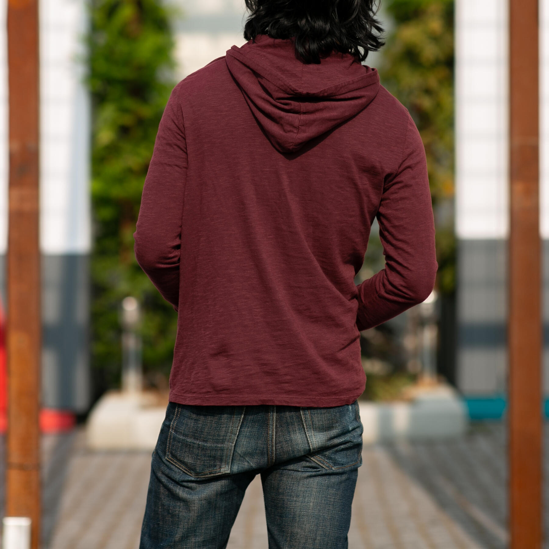 gustin superlight slub hoodie - wine