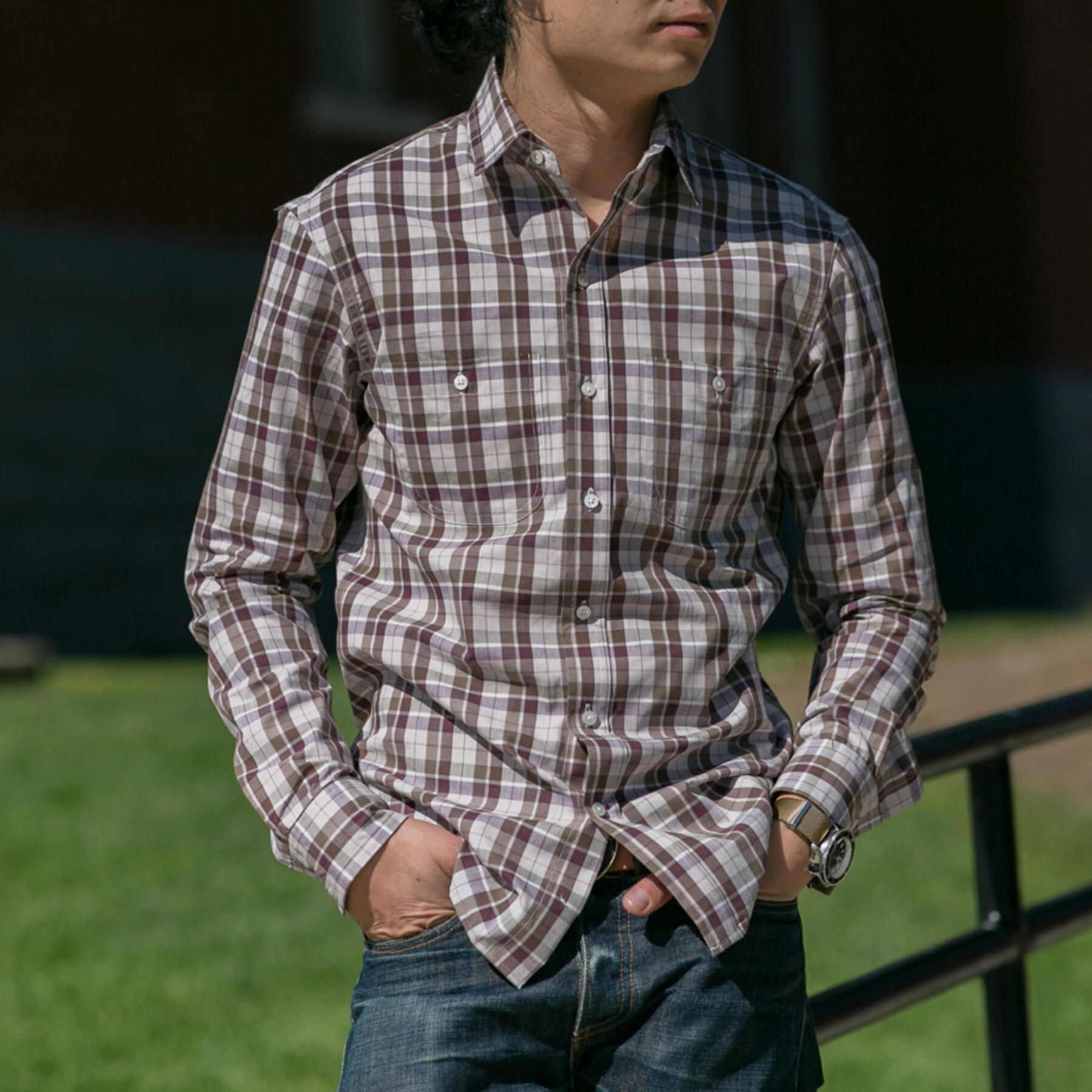 gustin #619 japan vintage brown plaid
