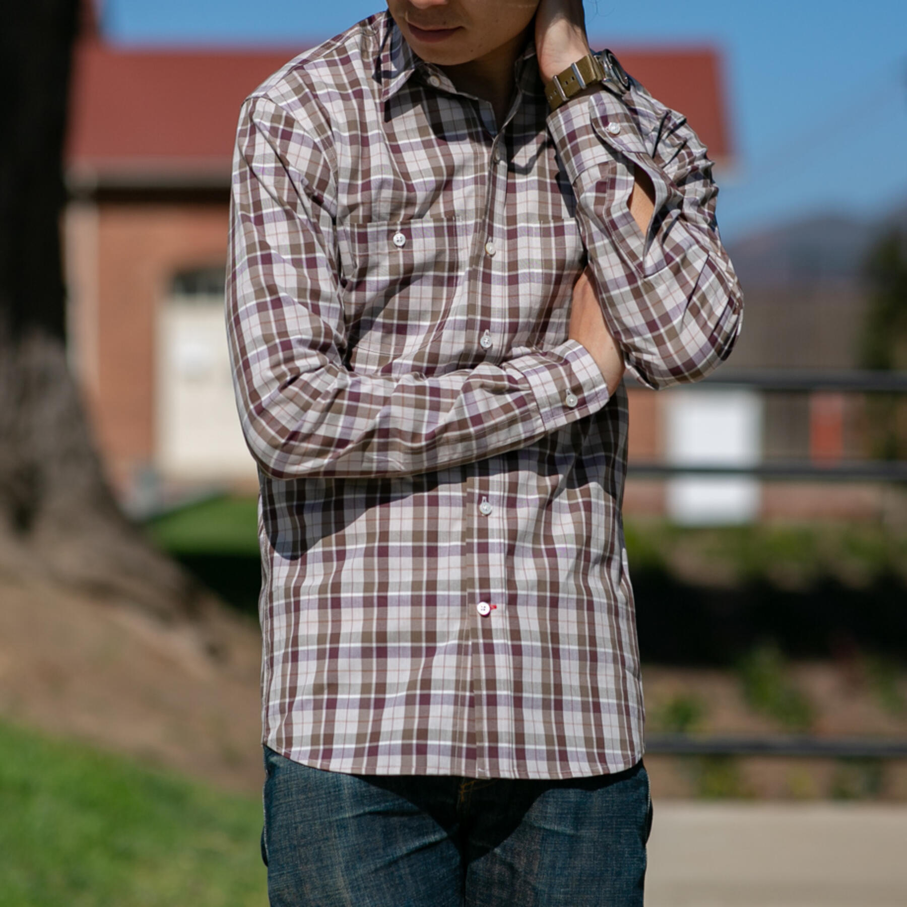 gustin #619 japan vintage brown plaid
