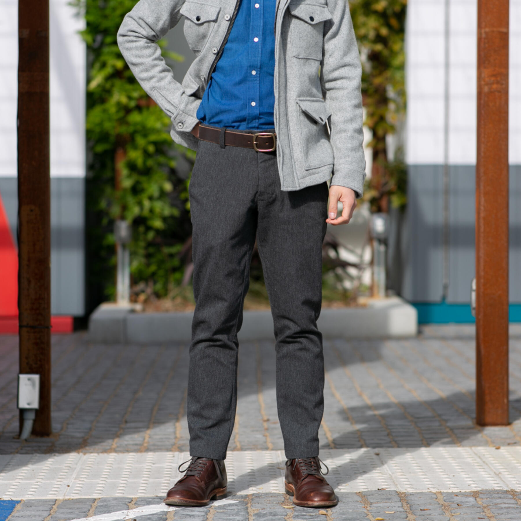 gustin #178 japan vintage wool chinos - heather grey