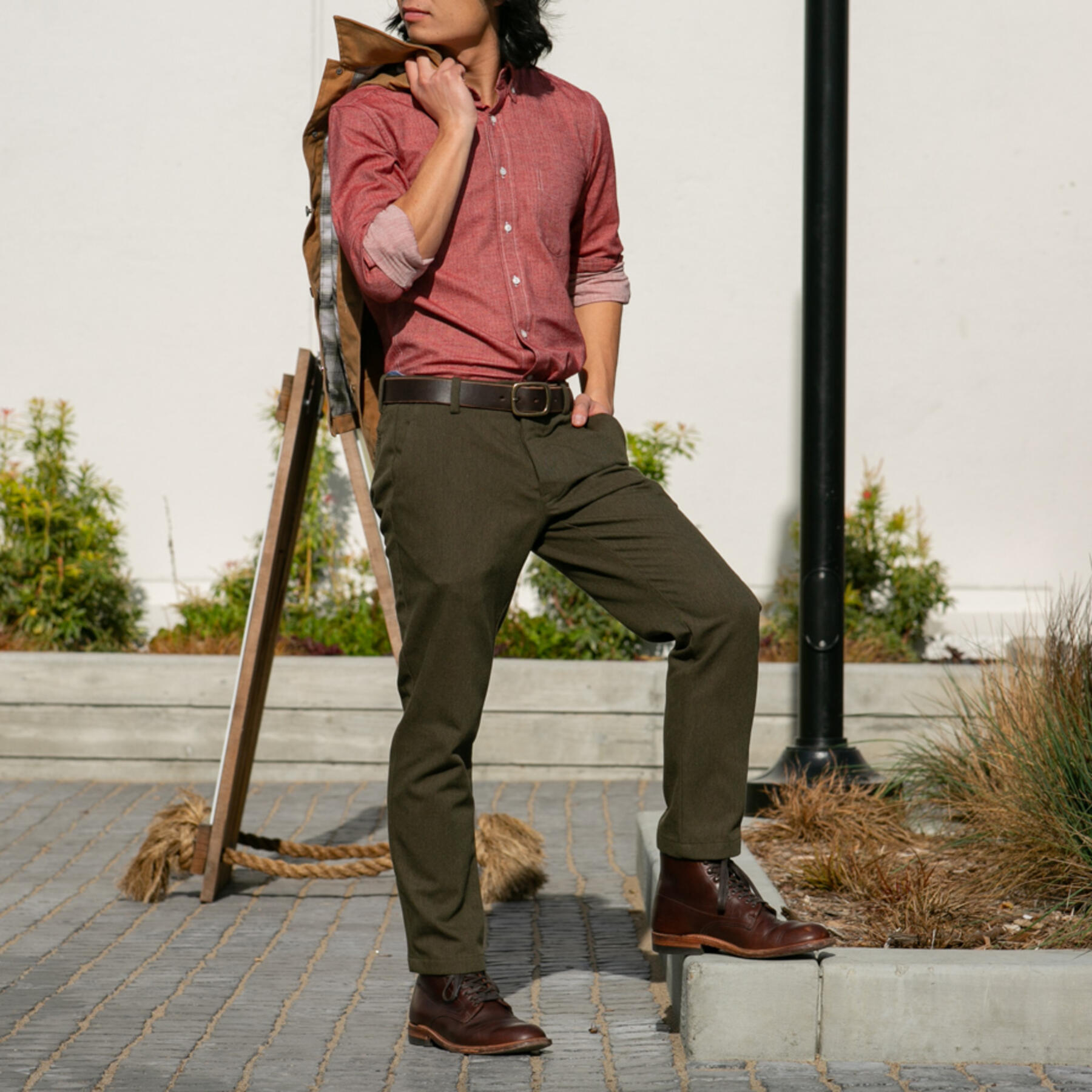gustin #180 japan vintage wool chinos - brown