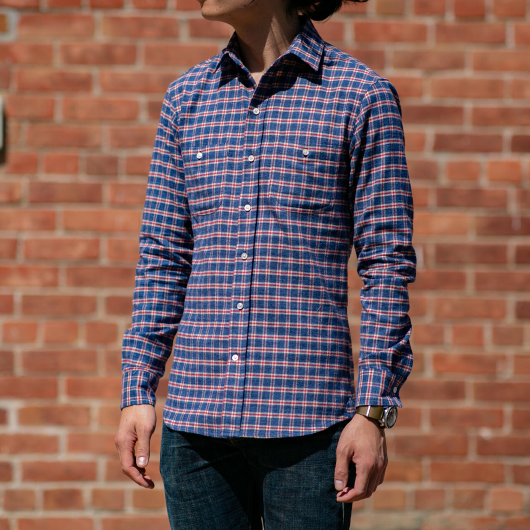 gustin #620 blue red white flannel