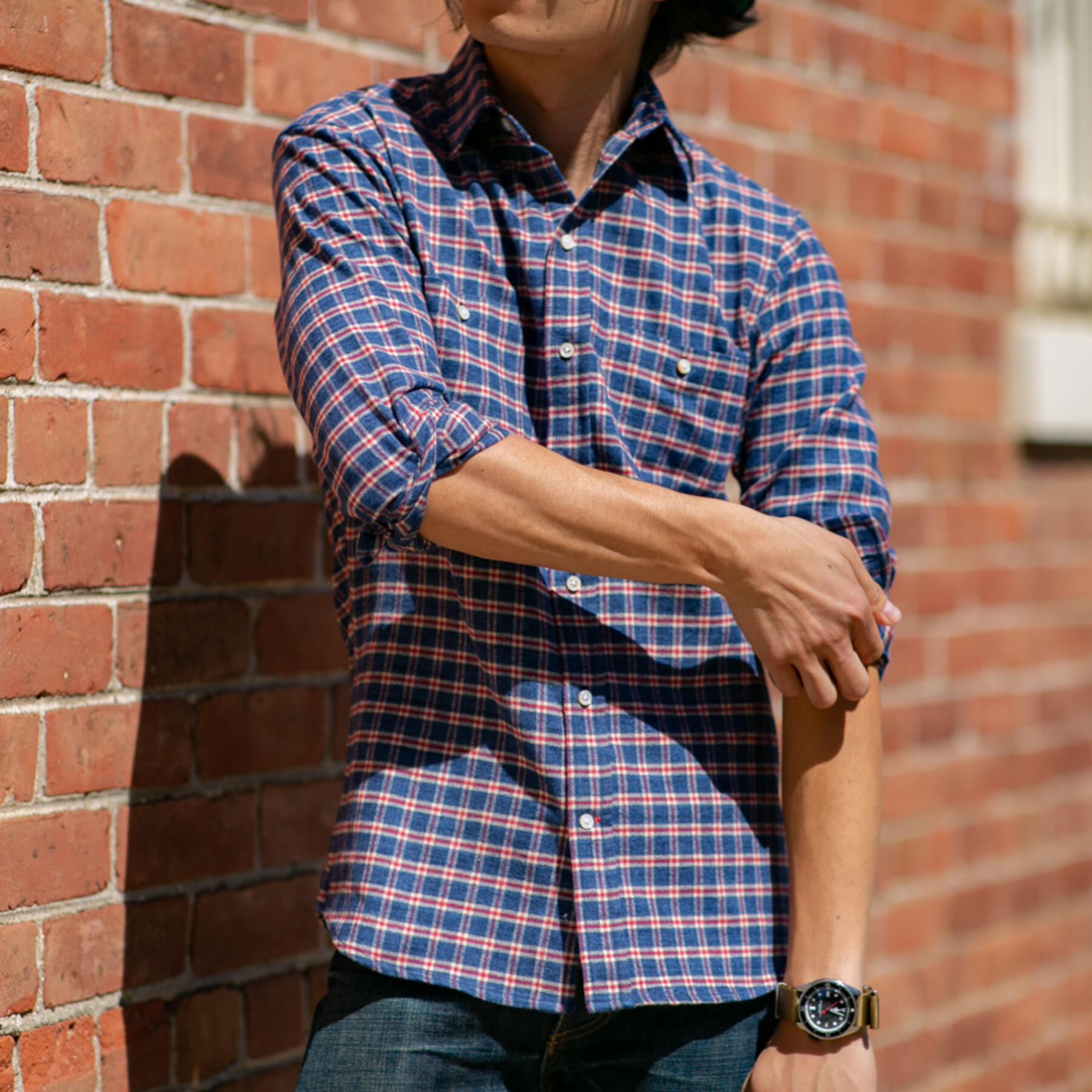gustin #620 blue red white flannel