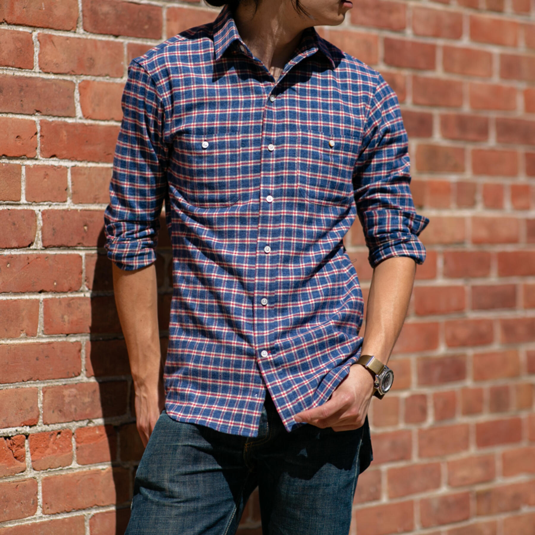 gustin #620 blue red white flannel