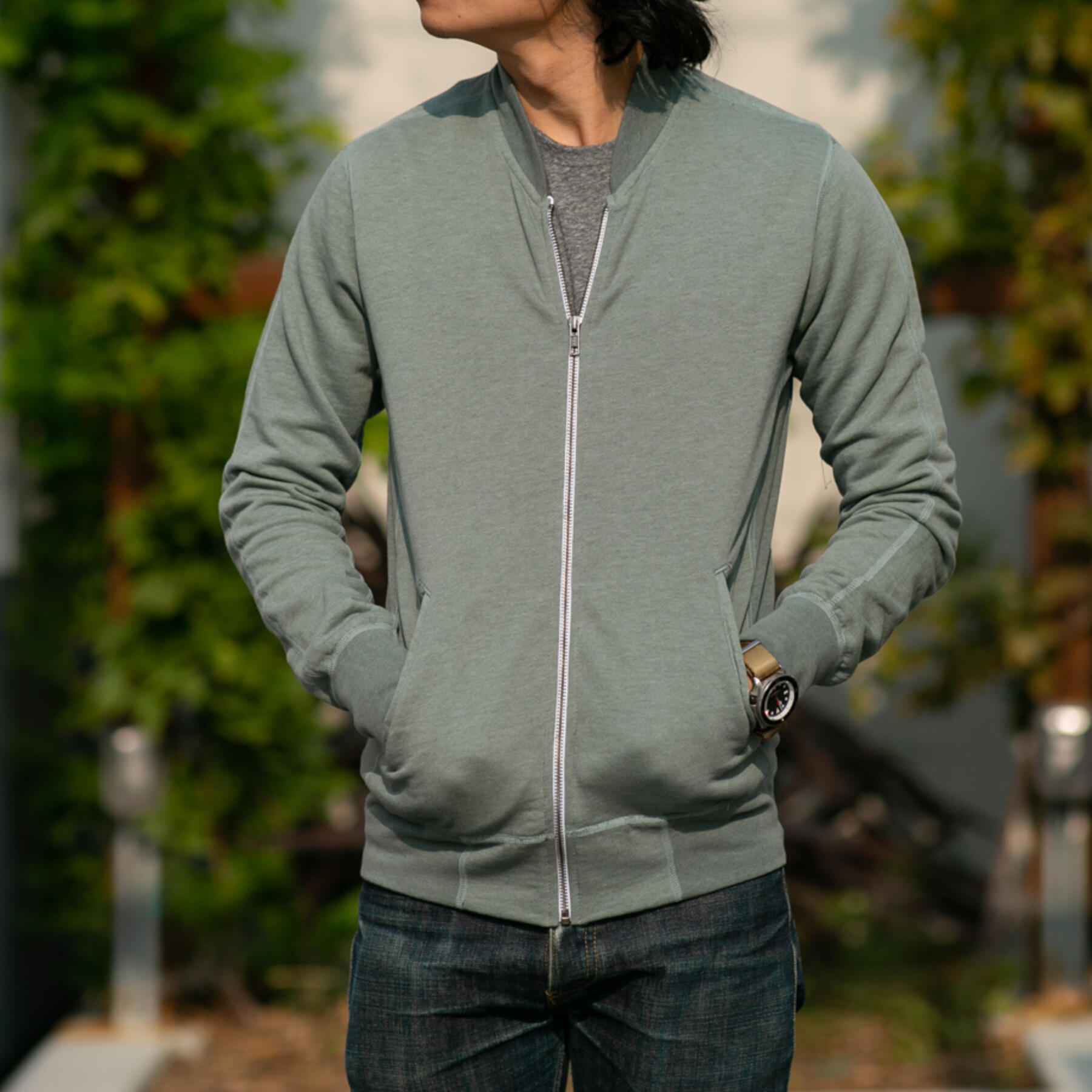 gustin varsity jacket - heather moss
