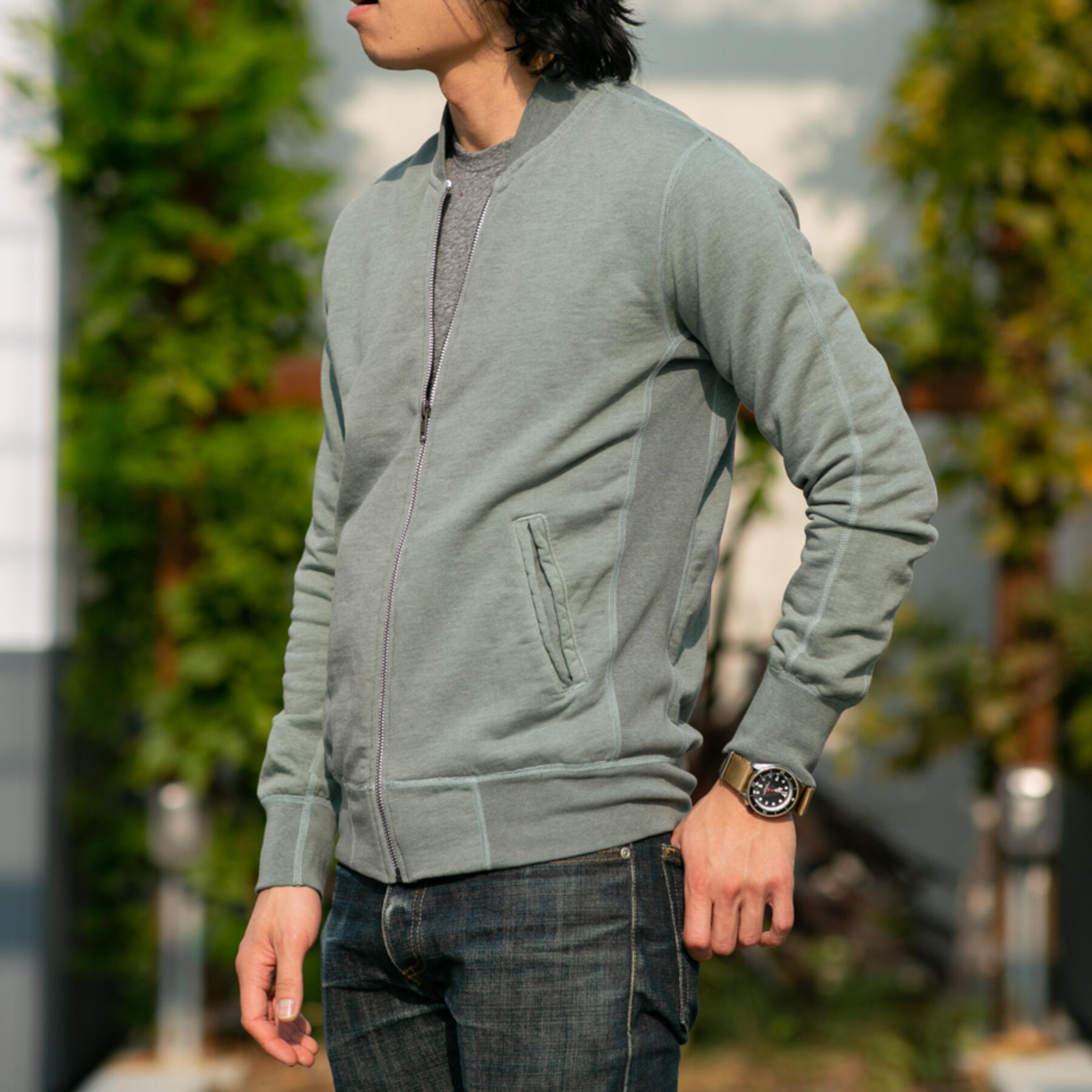 gustin varsity jacket - heather moss