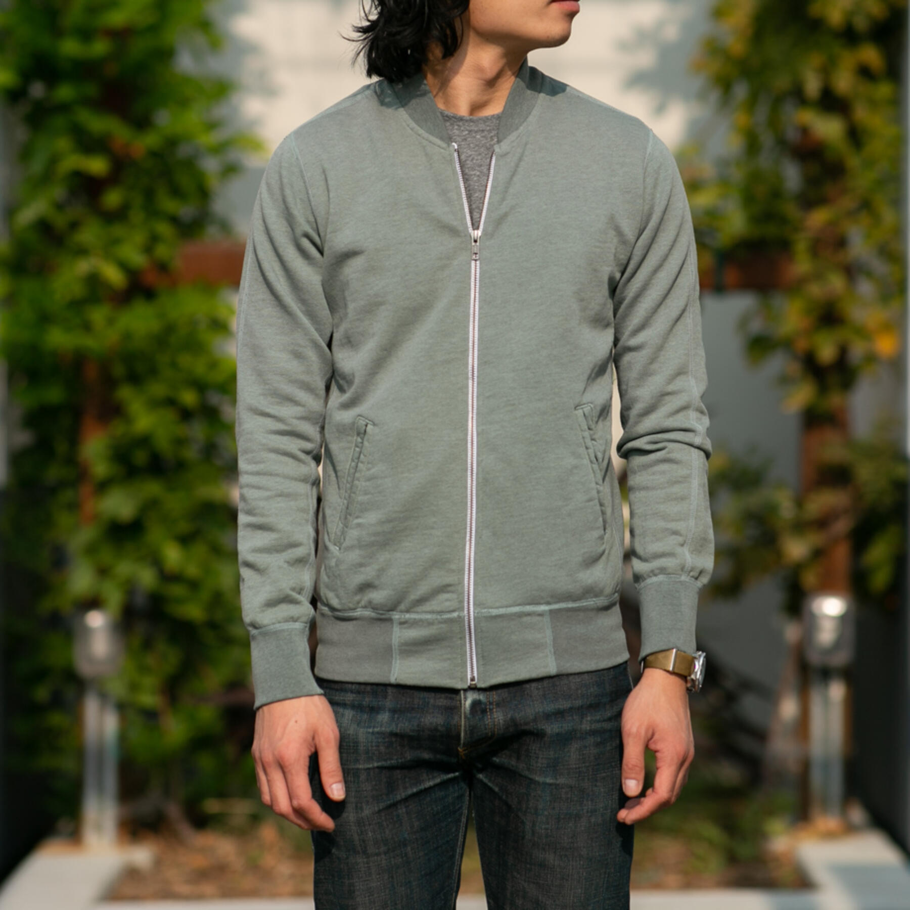 gustin varsity jacket - heather moss