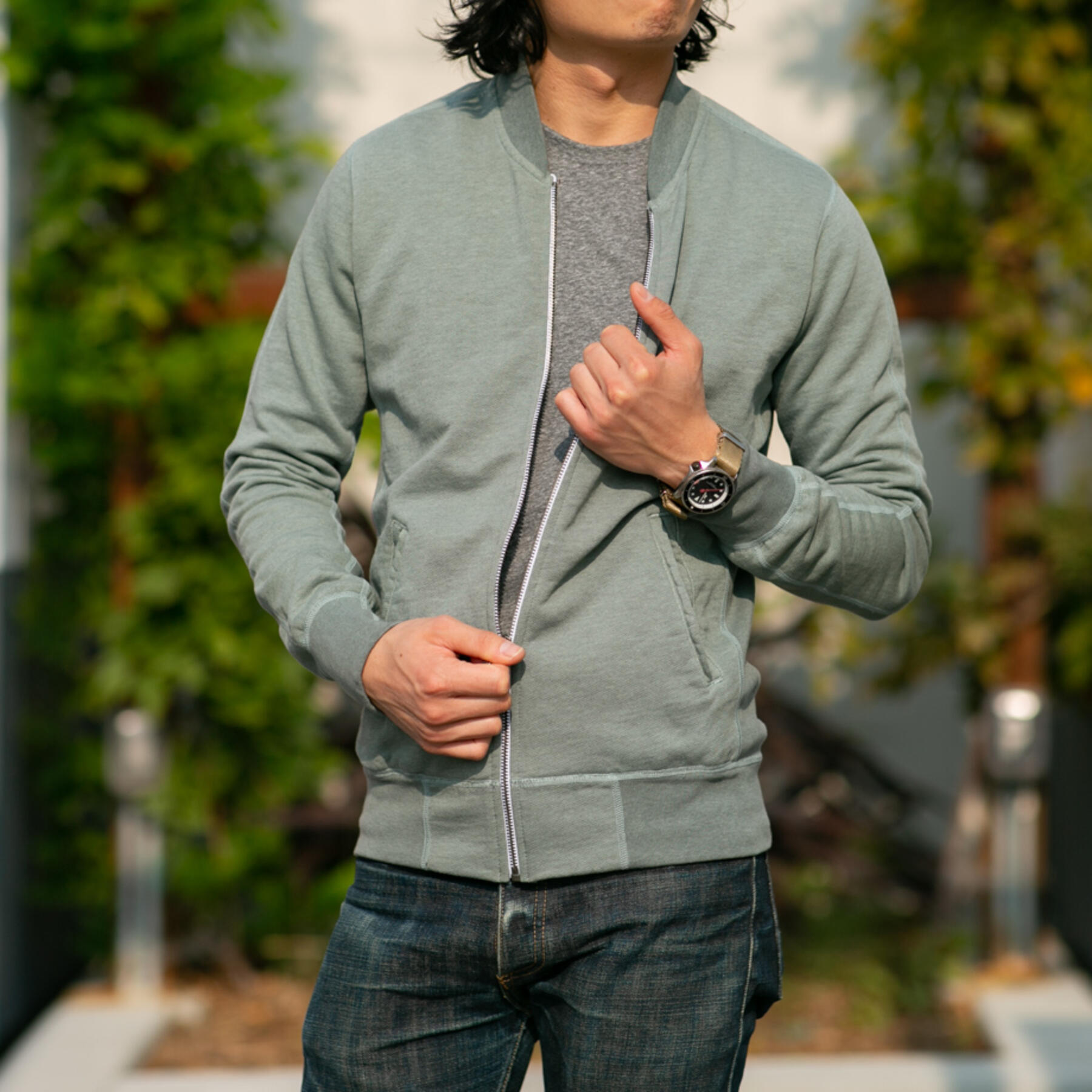 gustin varsity jacket - heather moss