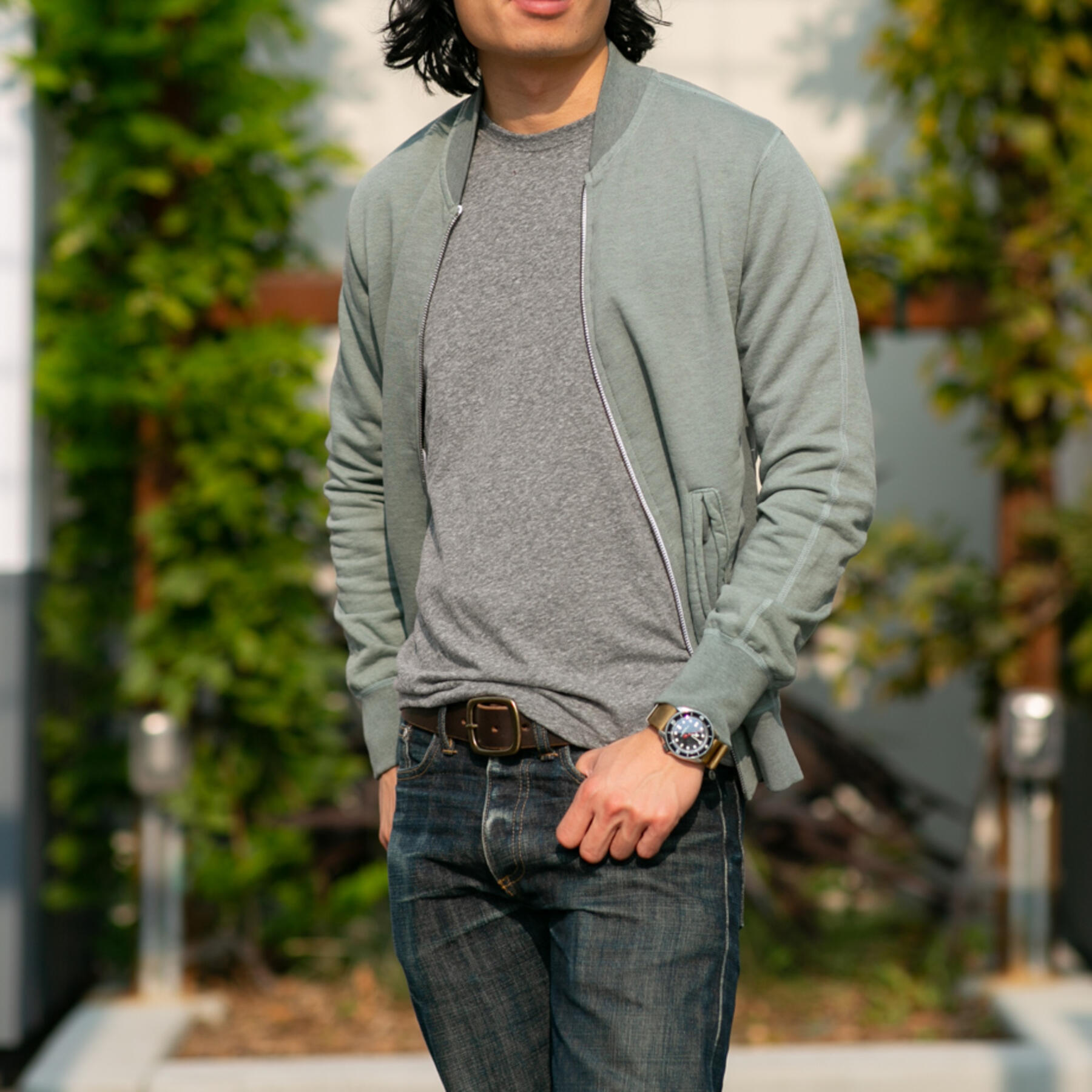 gustin varsity jacket - heather moss