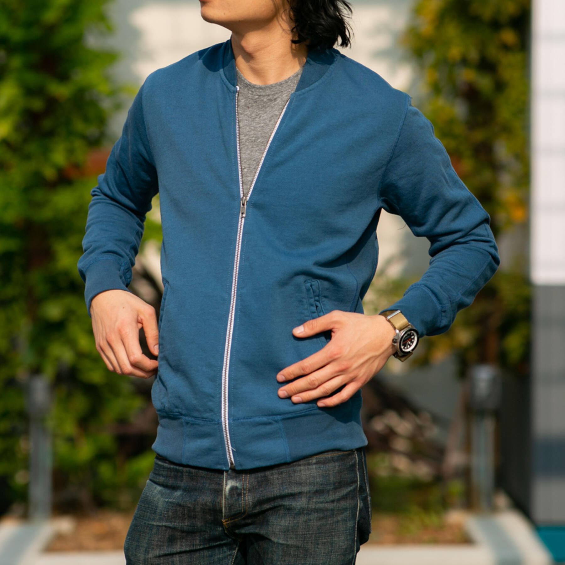 gustin varsity jacket - azure