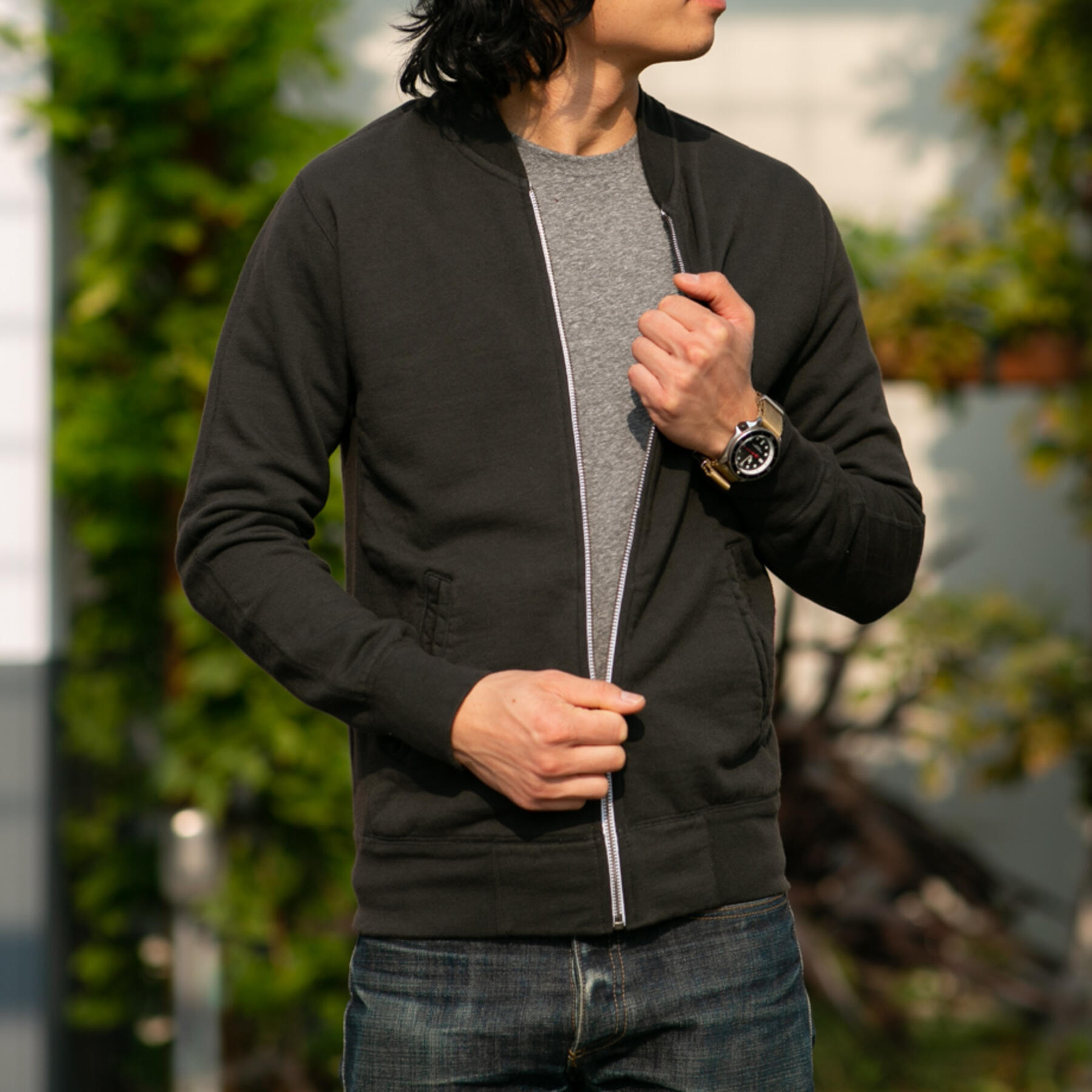 gustin varsity jacket - charcoal