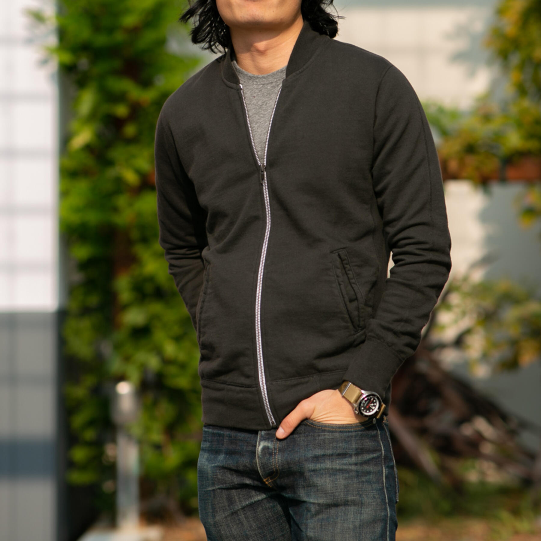 gustin varsity jacket - charcoal