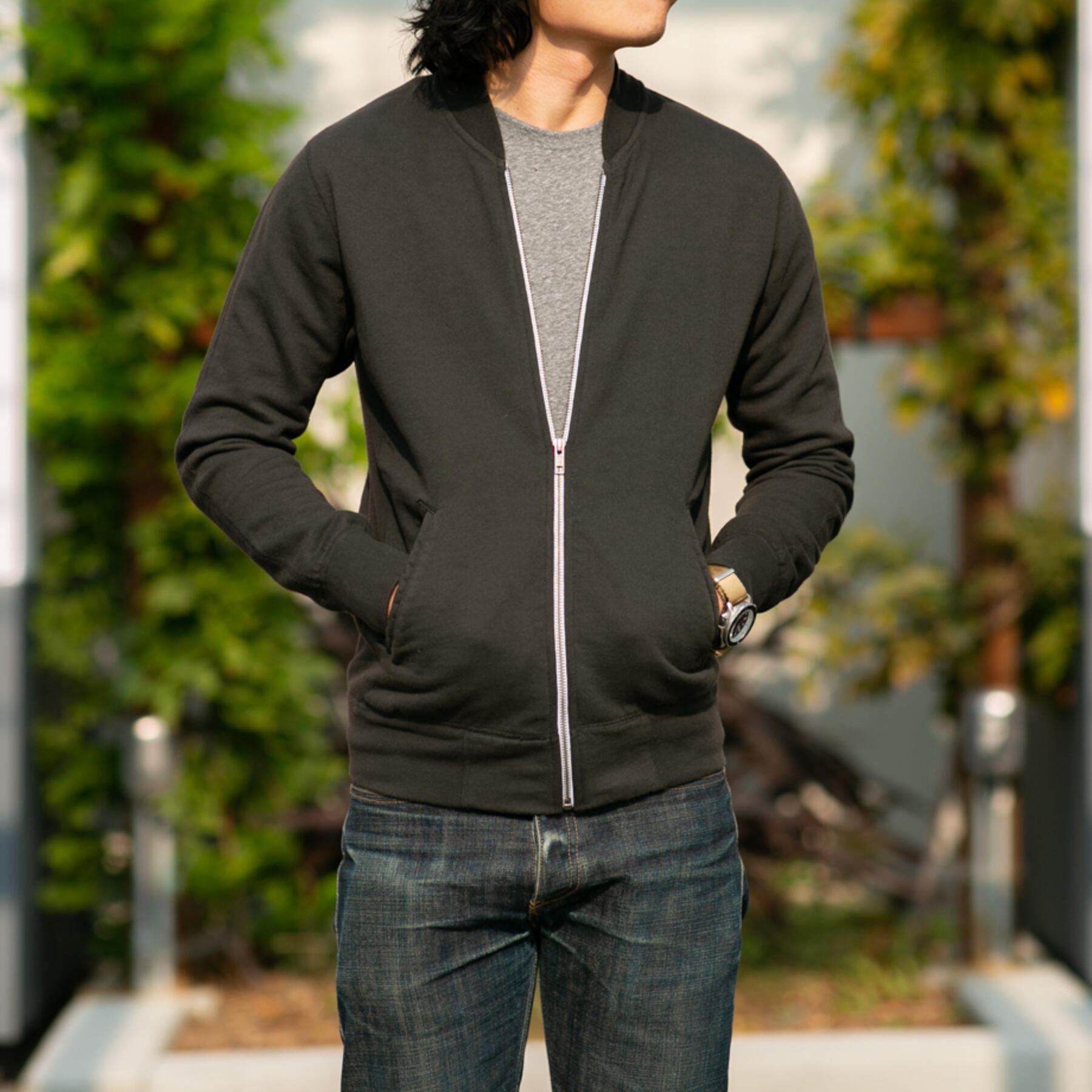 gustin varsity jacket - charcoal