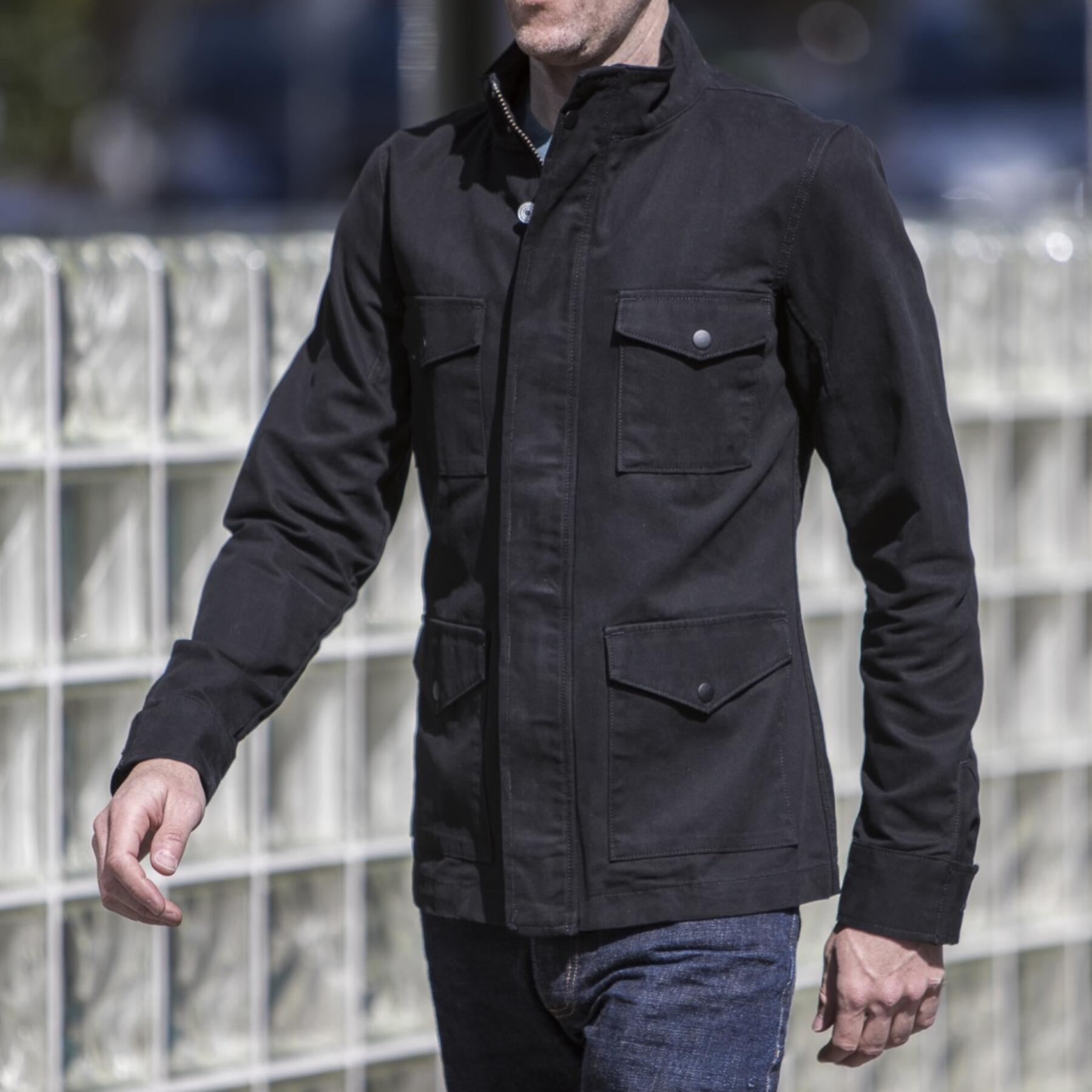 gustin field jacket - black micro sanded canvas