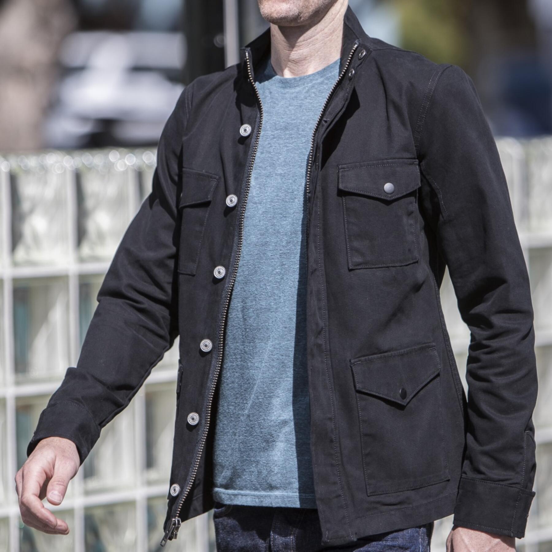 gustin field jacket - black micro sanded canvas