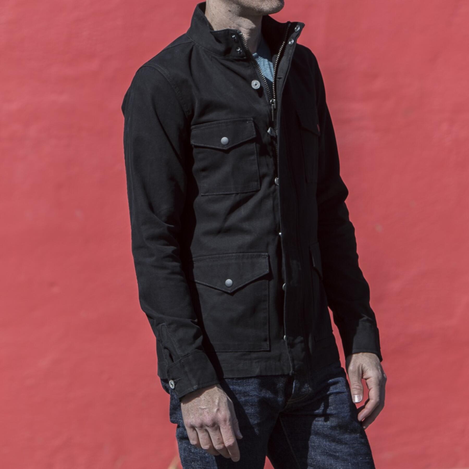 gustin field jacket - black micro sanded canvas