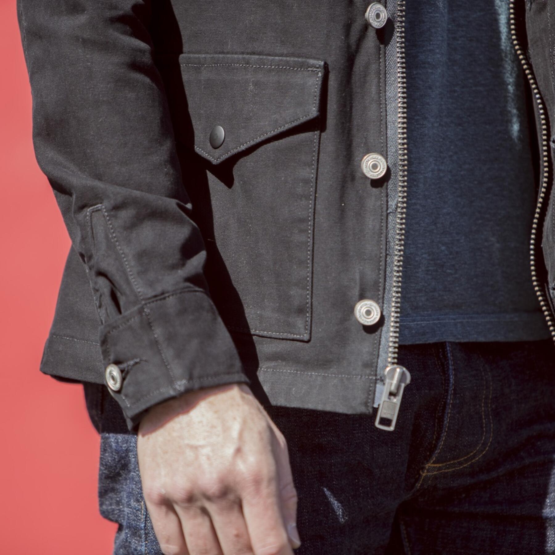 gustin field jacket - black micro sanded canvas