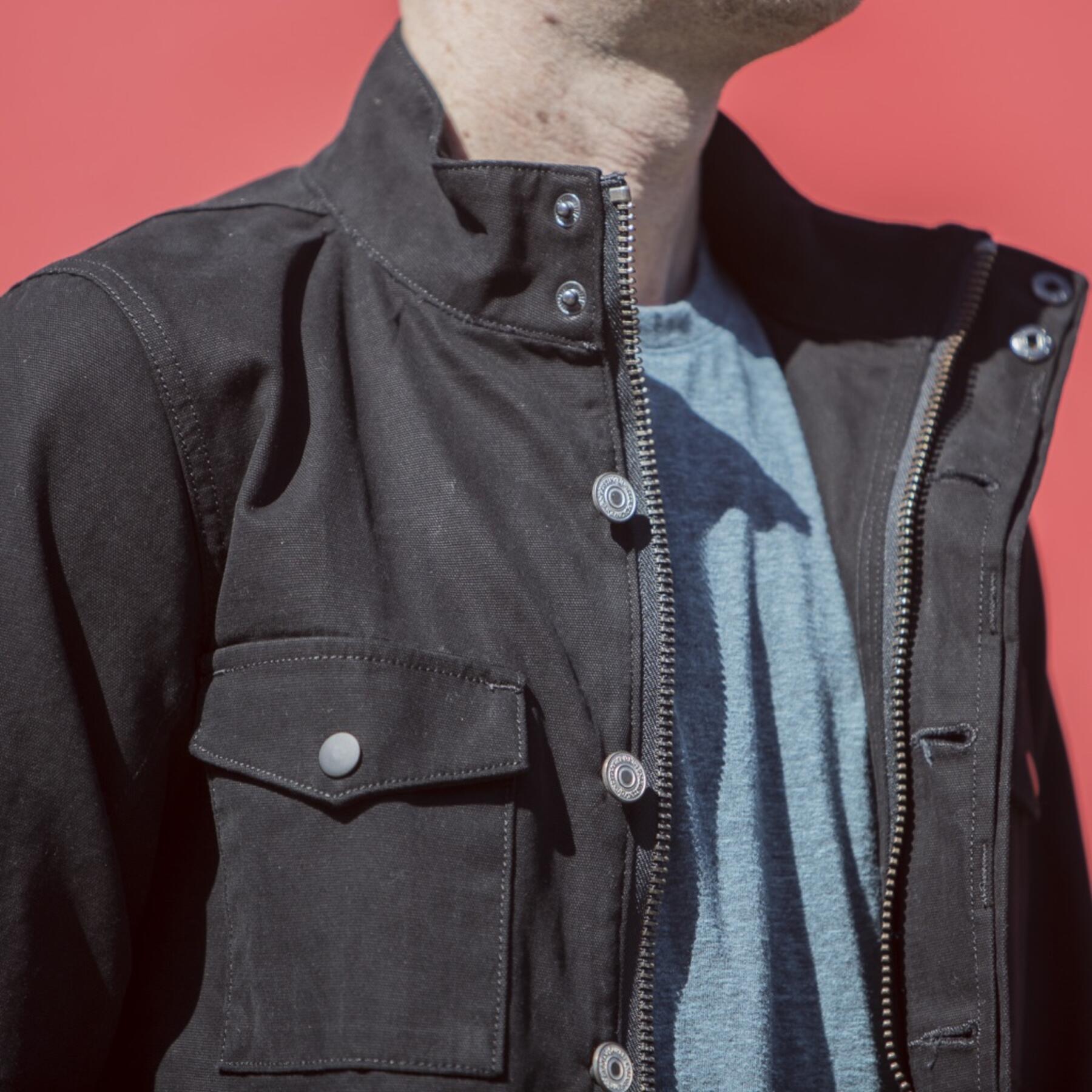 gustin field jacket - black micro sanded canvas