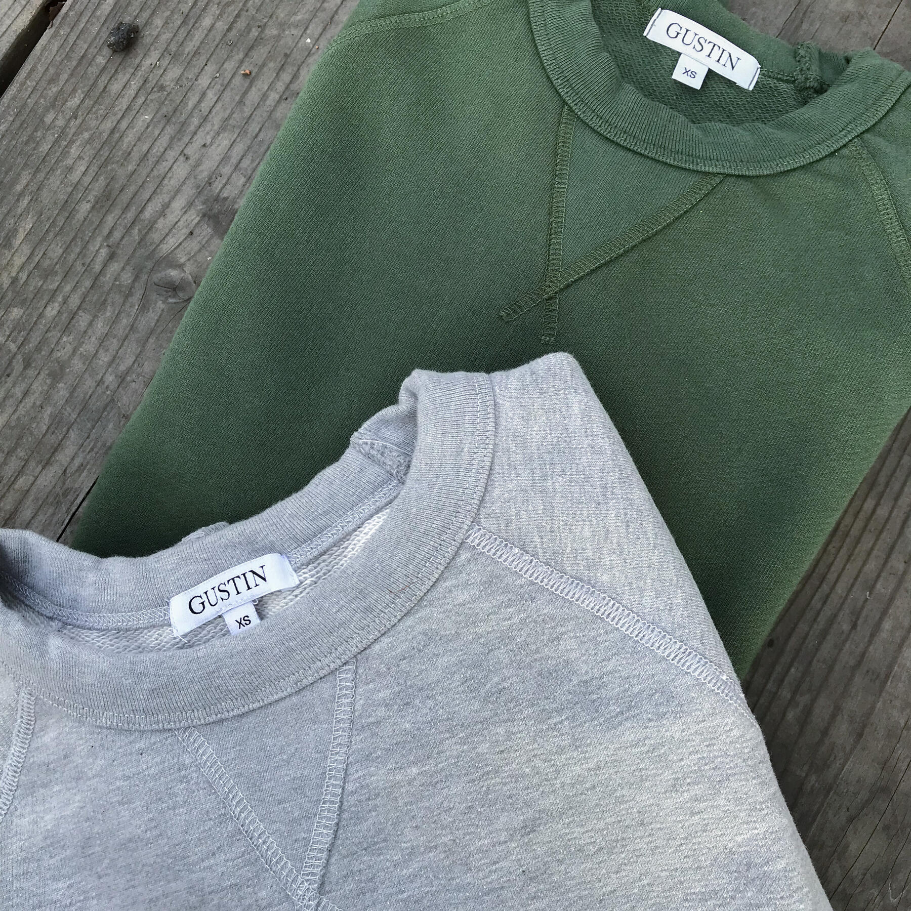 gustin usa crewneck sweatshirt 2pk - pine, heather grey